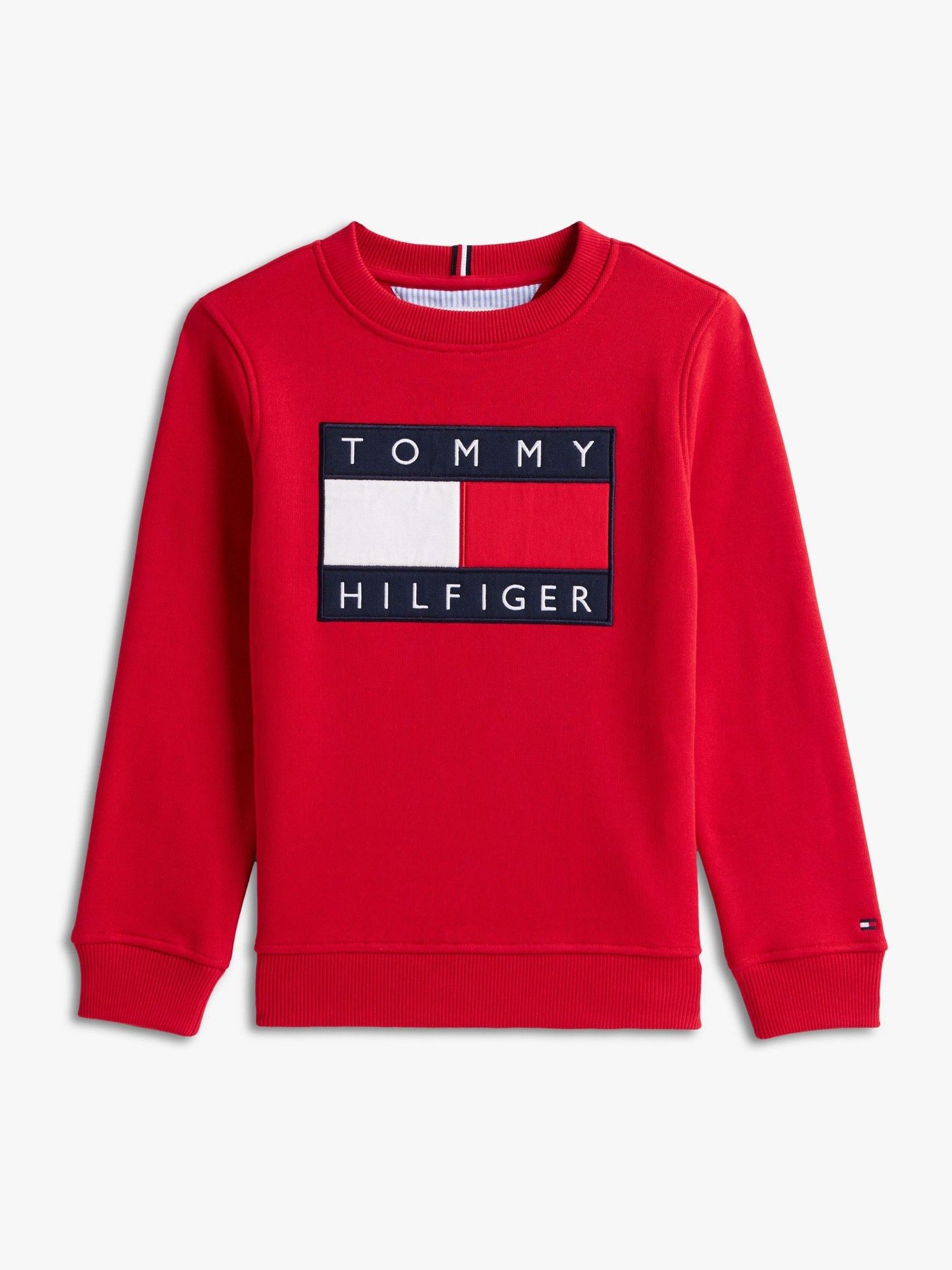 Tommy Hilfiger Red Heritage Flag Appliqué Crew Neck Sweatshirt