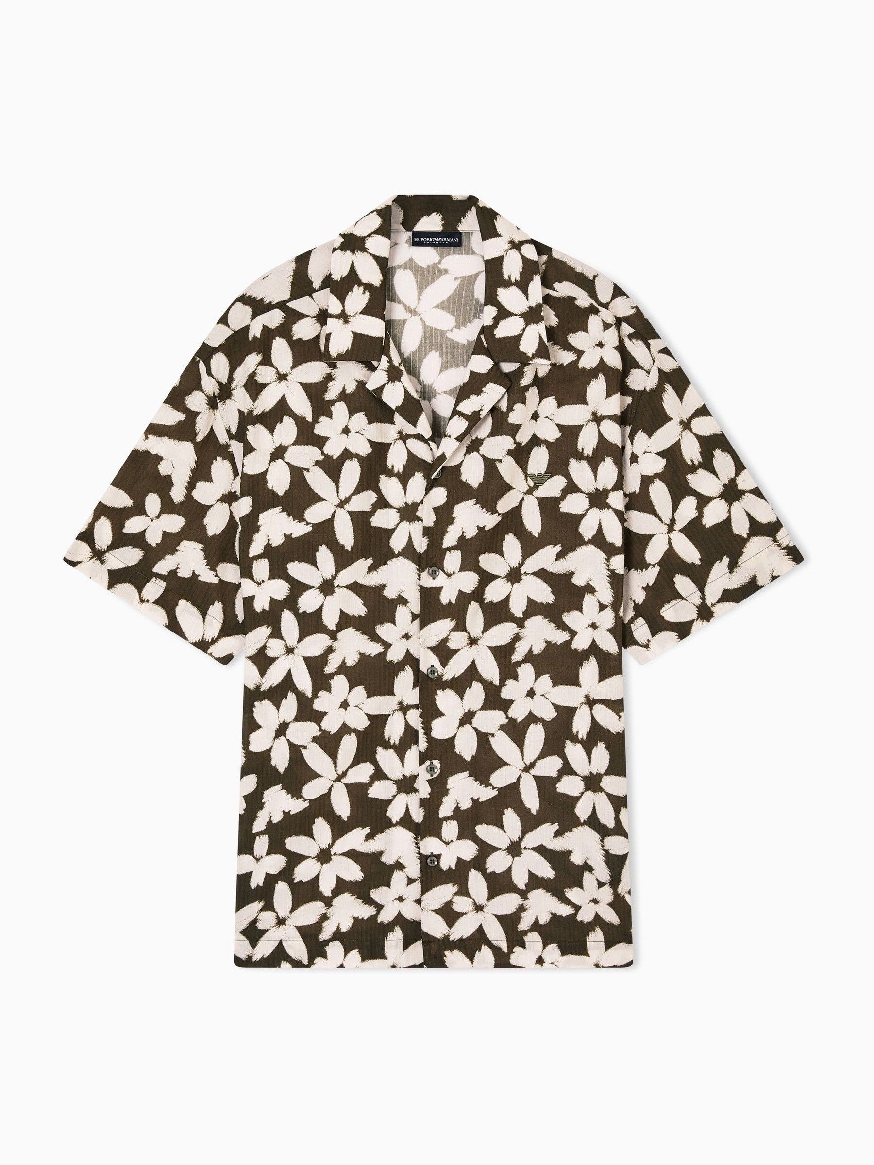 Emporio Armani Herren Grün Flower Eagle Beachwear Shirt