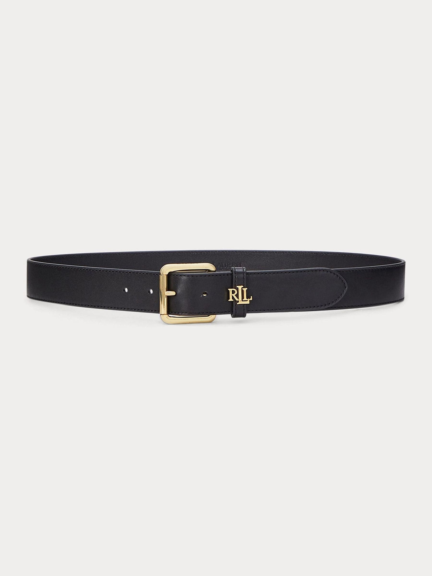 Lauren Ralph Lauren Black 3.2Cm Logo-Keeper Leather Belt