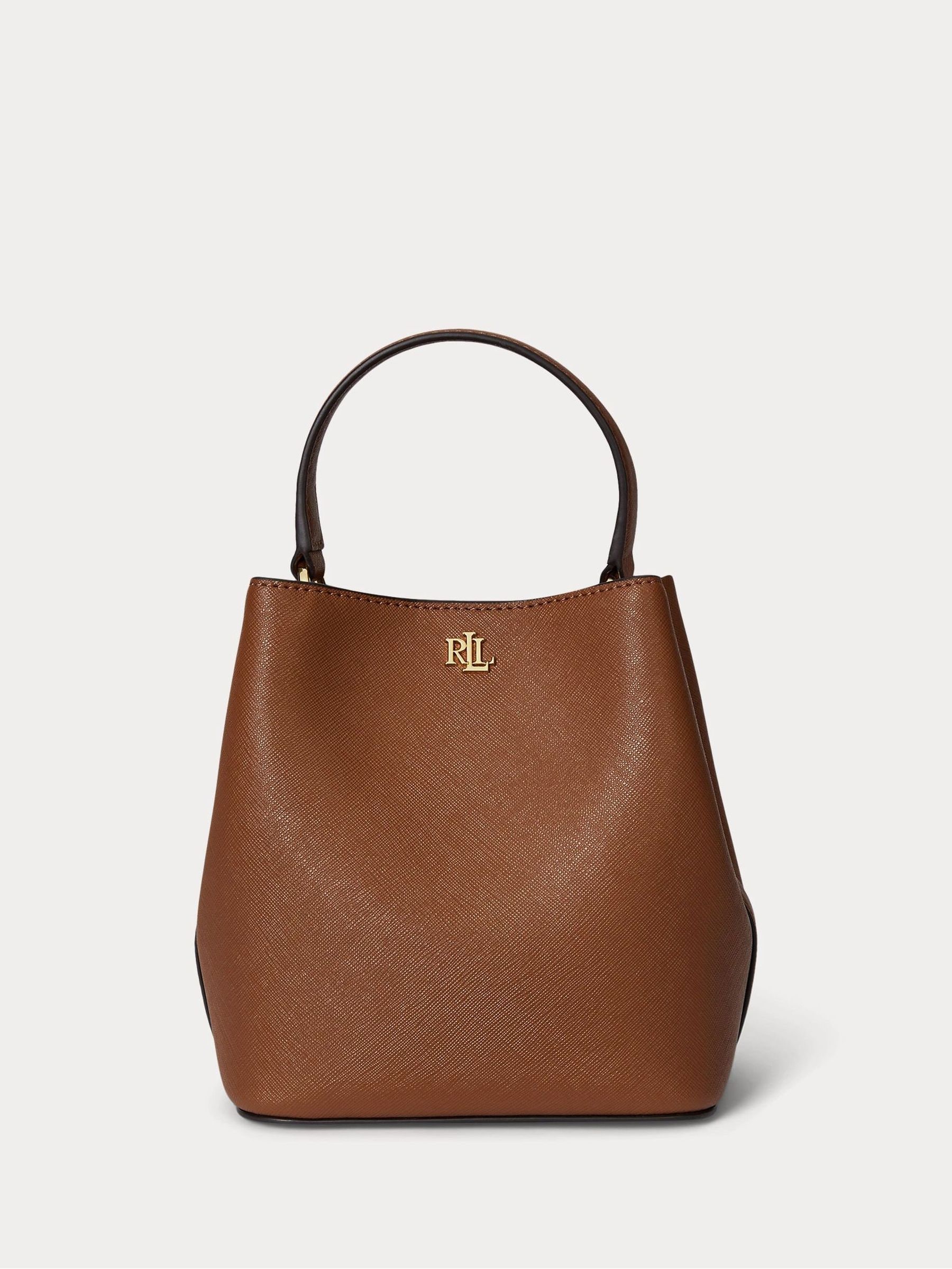 Lauren Ralph Lauren Lauren Tan Reese Crosshatch Small Bucket Bag