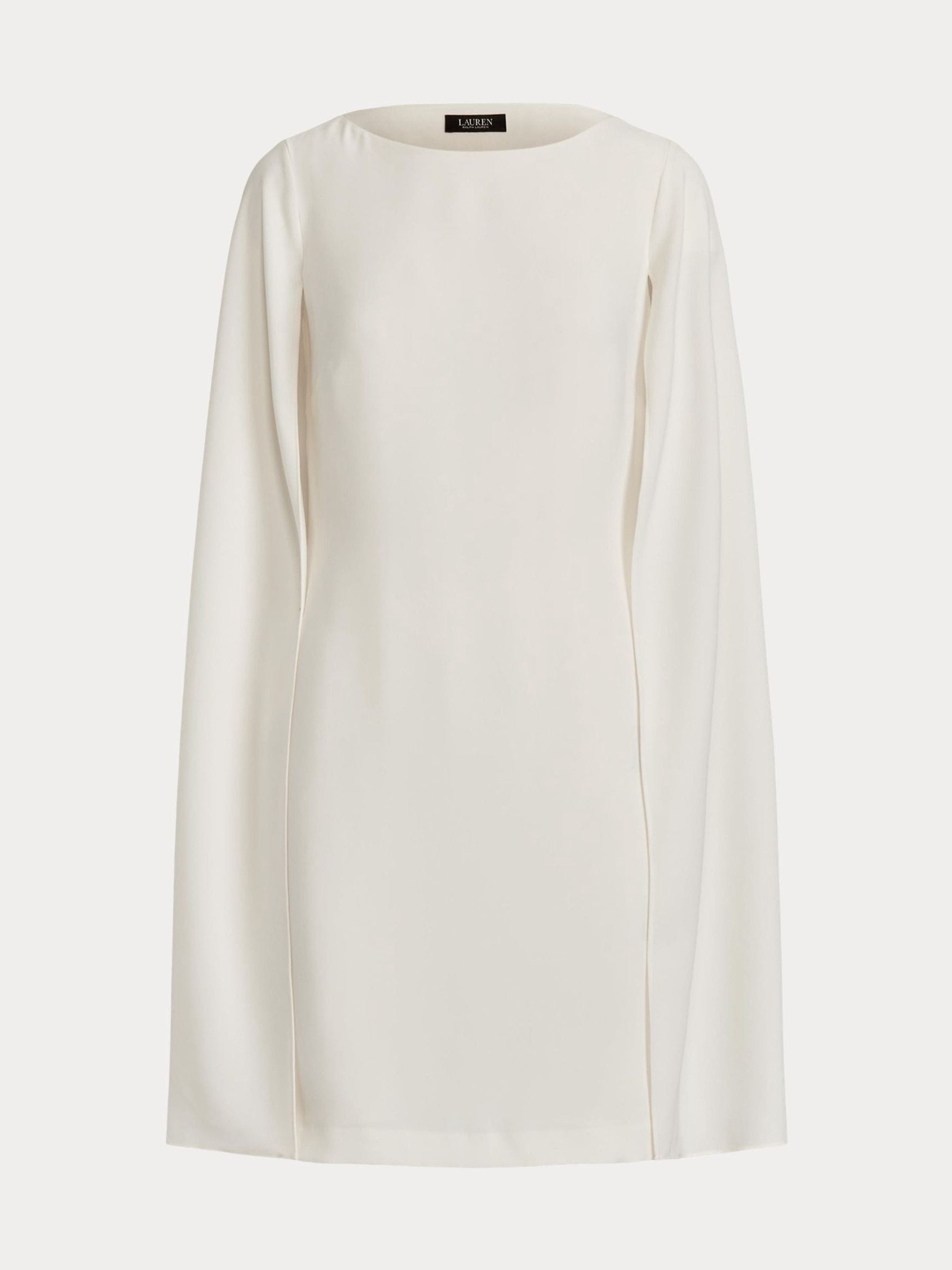 Lauren Ralph Lauren Donna Mascarpone Cream Petra Cape Georgette Cocktail Dress