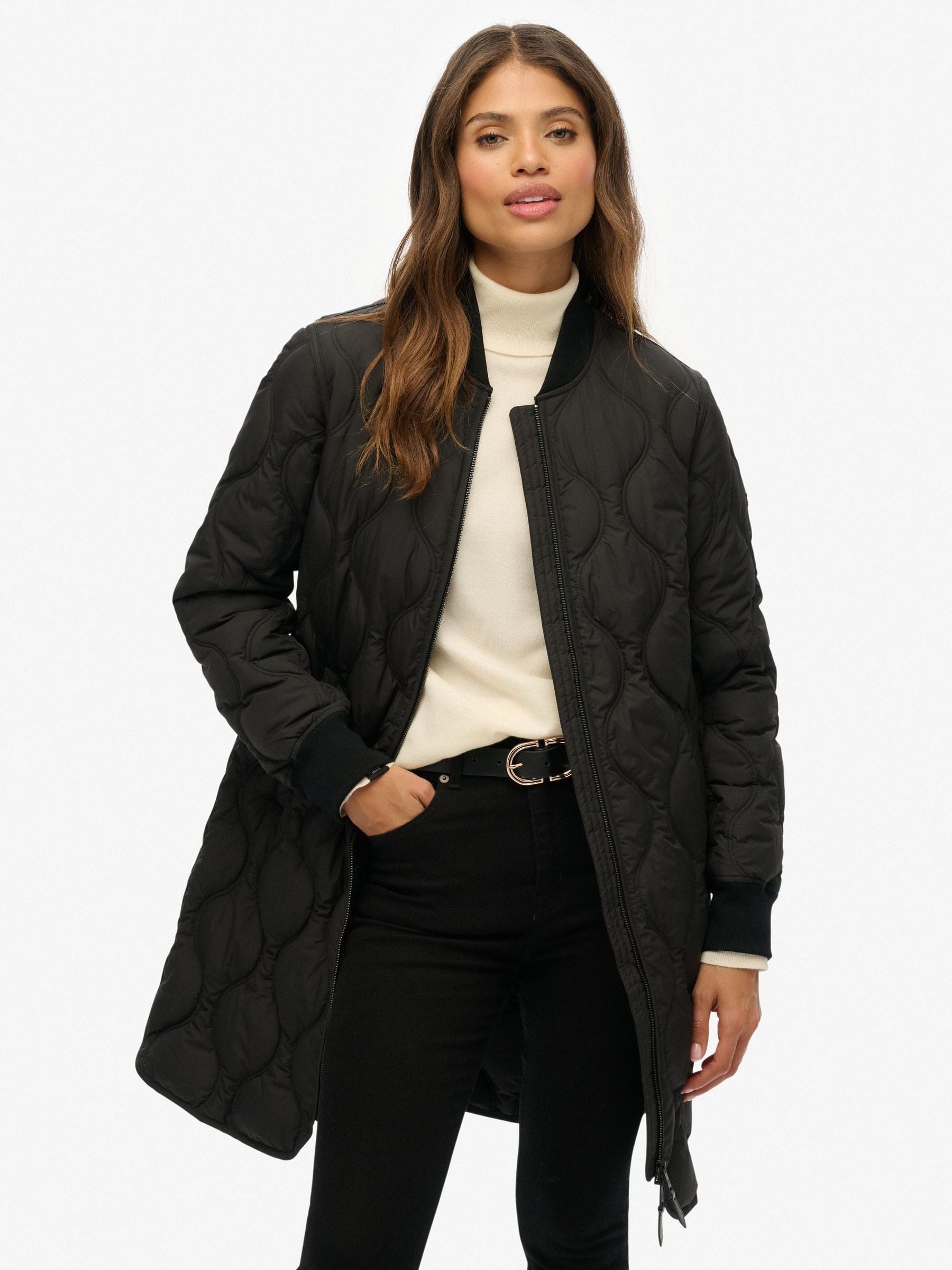 Superdry Femme Noir Pour W5011932a Veste Longue Matelassée E (Xs), Casuel, Polyester - Image 3