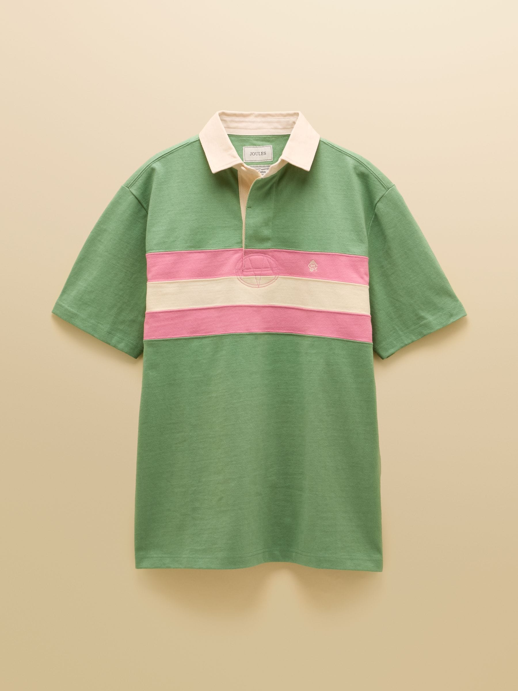 Joules Uomo Green & Pink Rugby Club Short Sleeve Polo Shirt