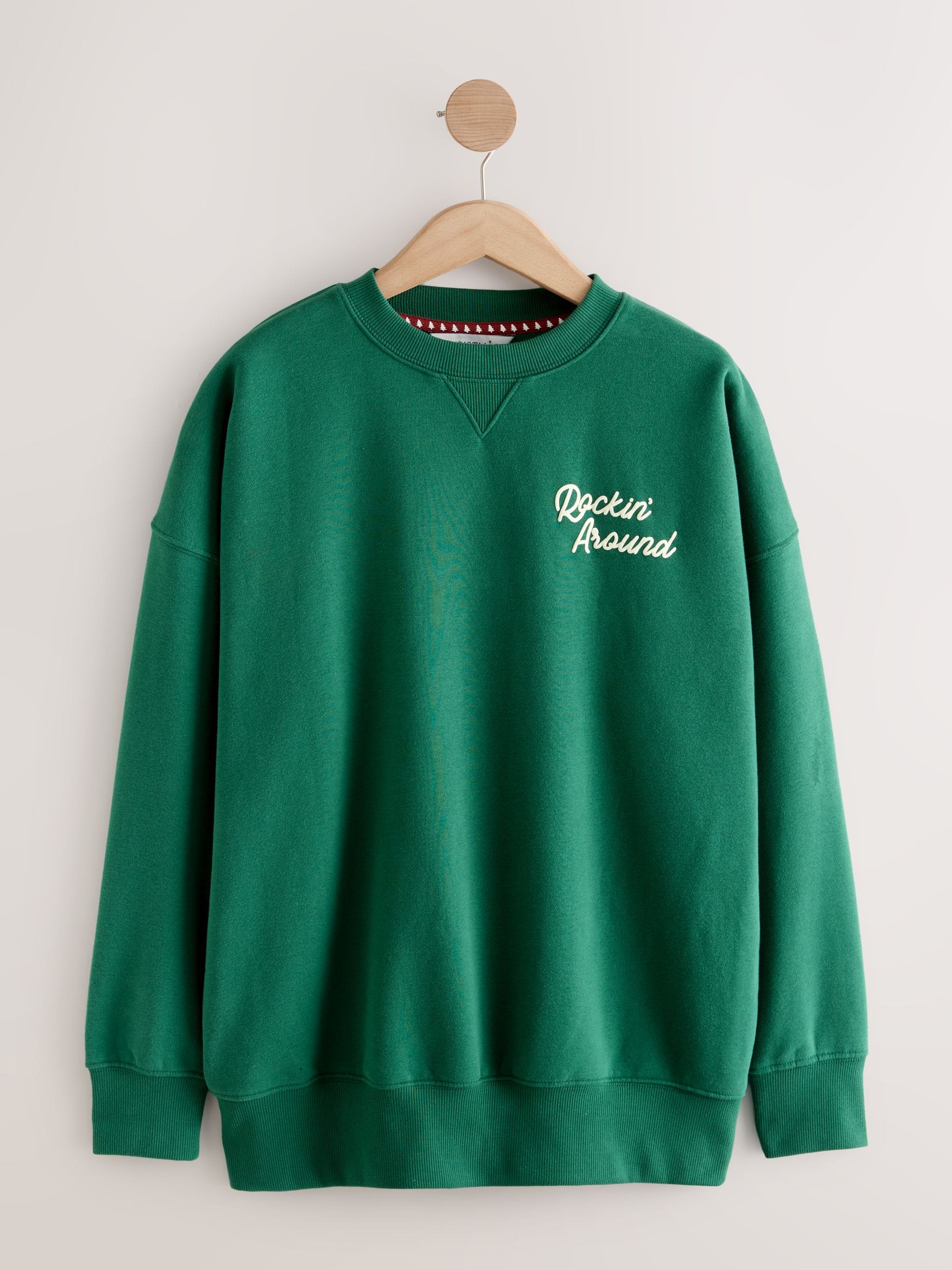 Next Forest Green Seasonal Graphic Christmas Tree Longsleeve Crewneck Sweatshirt