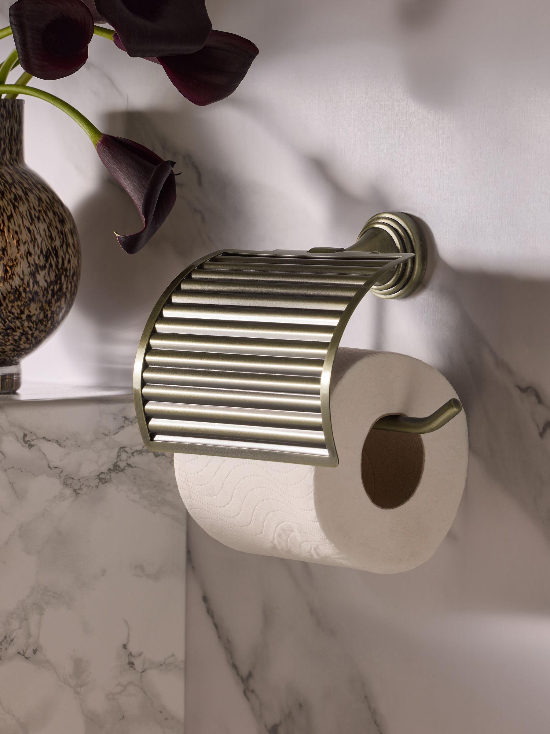 Next Gold Rib Wall Mount Toilet Roll Holder