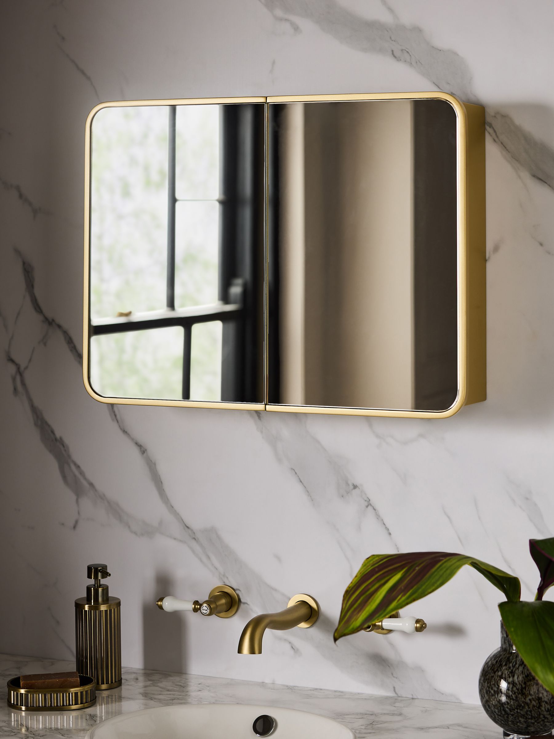 Next Gold Mirrored Storage Double Wall Cabinet