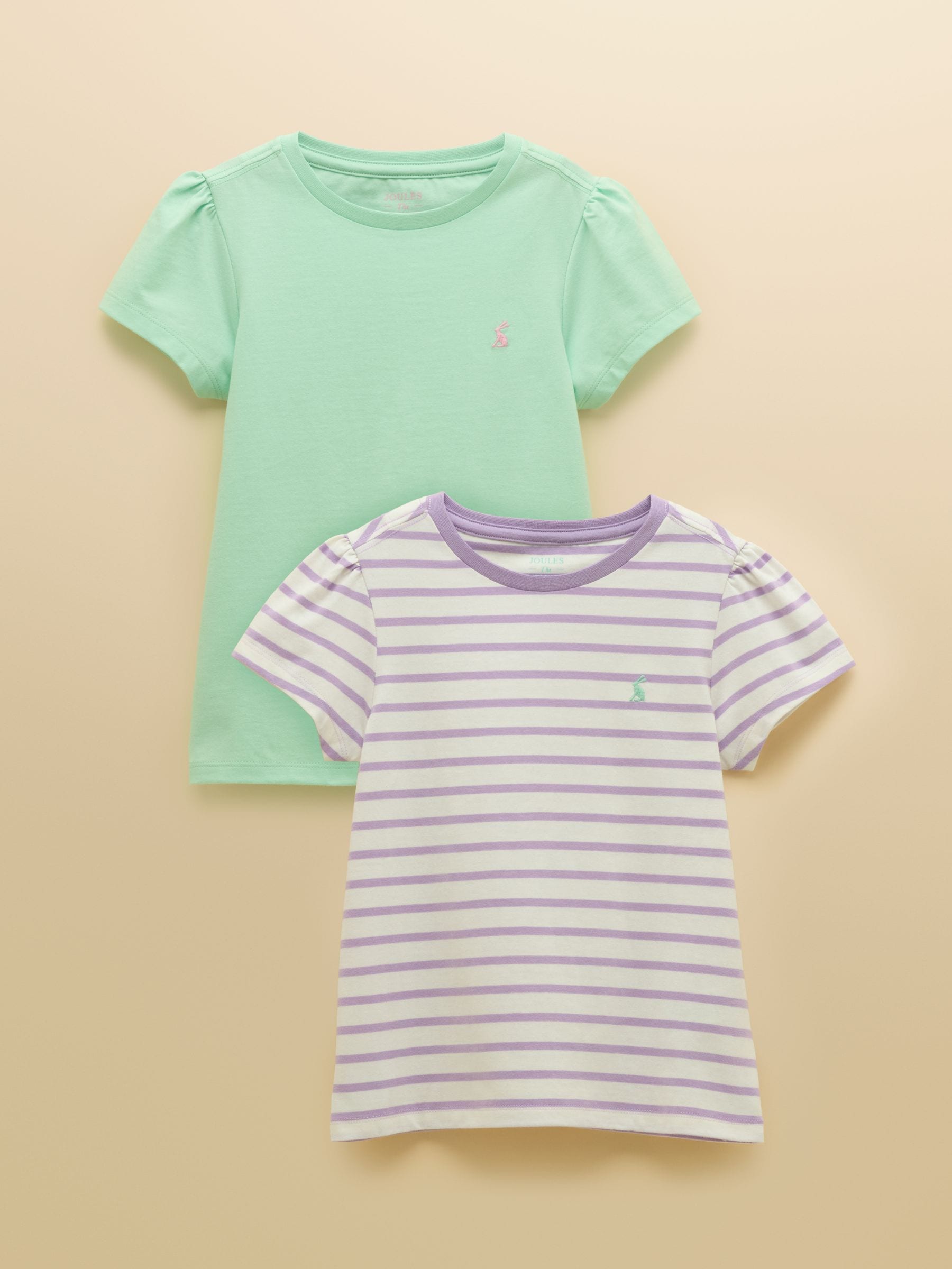 Joules Girls' Let's Go Short Sleeve T-Shirts 2 Pack