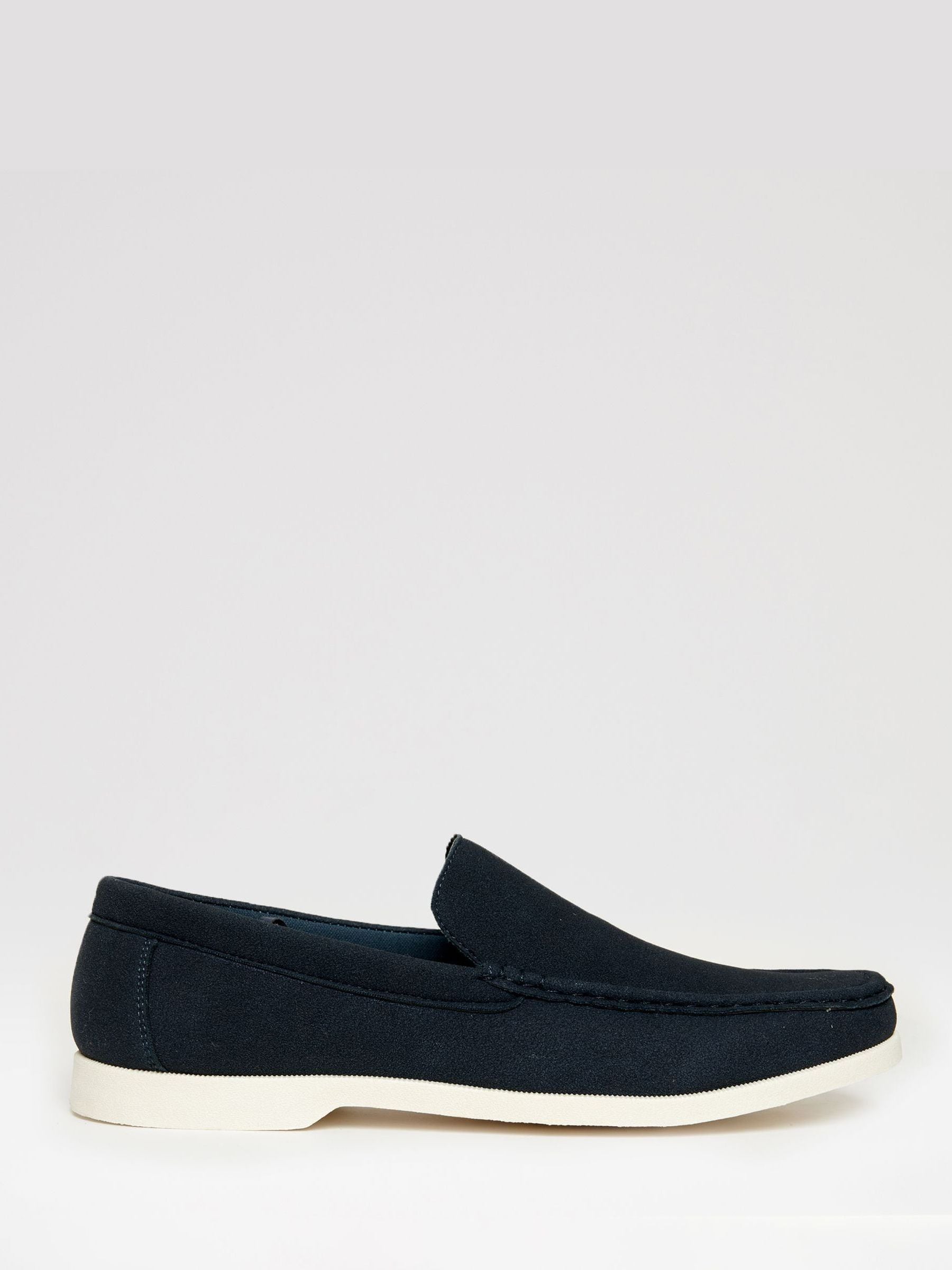 Threadbare Mannelijk Navy Faux Suede Slip On Loafers