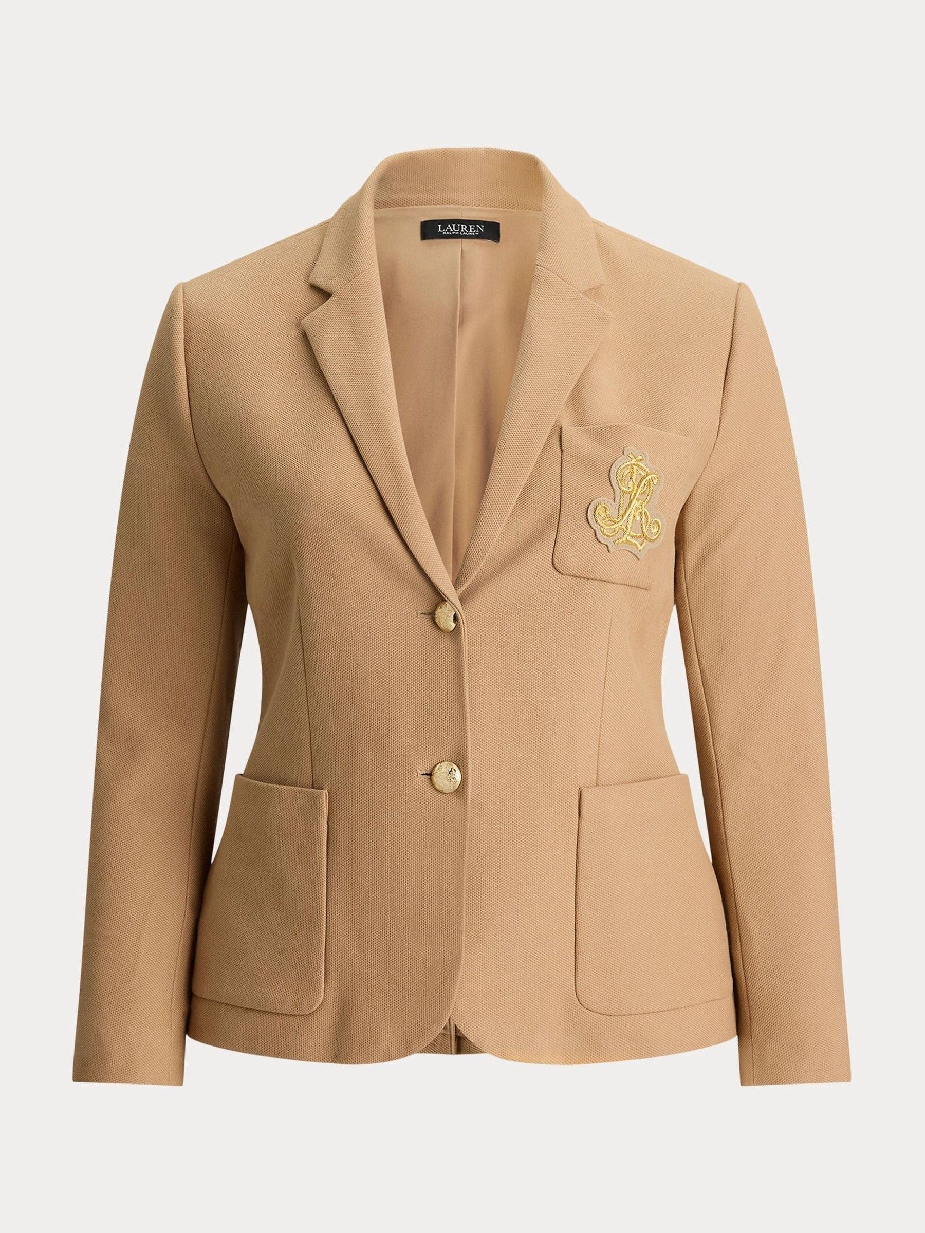 Lauren Ralph Lauren Classic Camel Curve Slim Fit Anfisa Bullion Jacquard Blazer