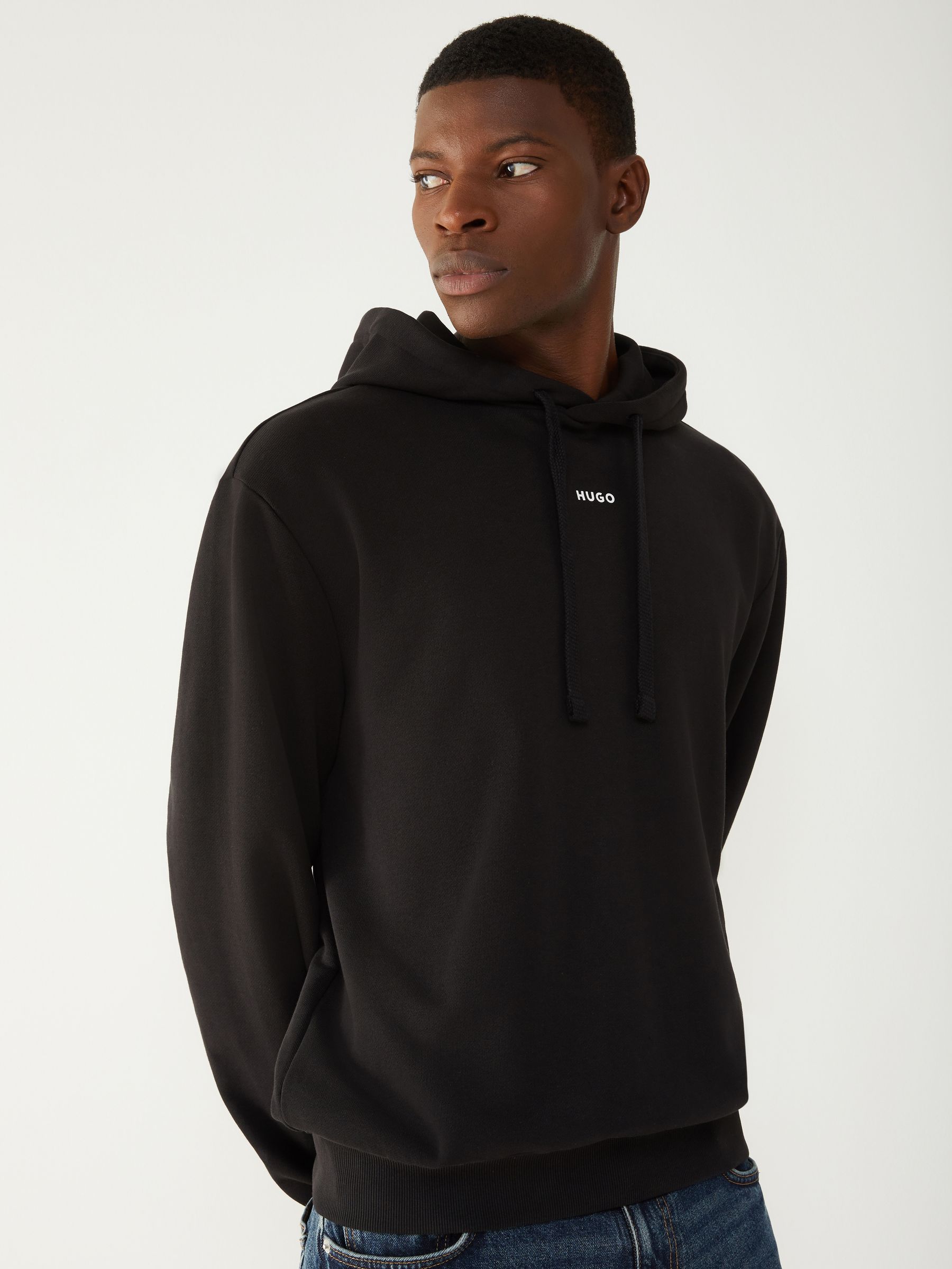 Hugo Uomo Nero Felpa Con Cappuccio Relaxed Fit - Immagine 1