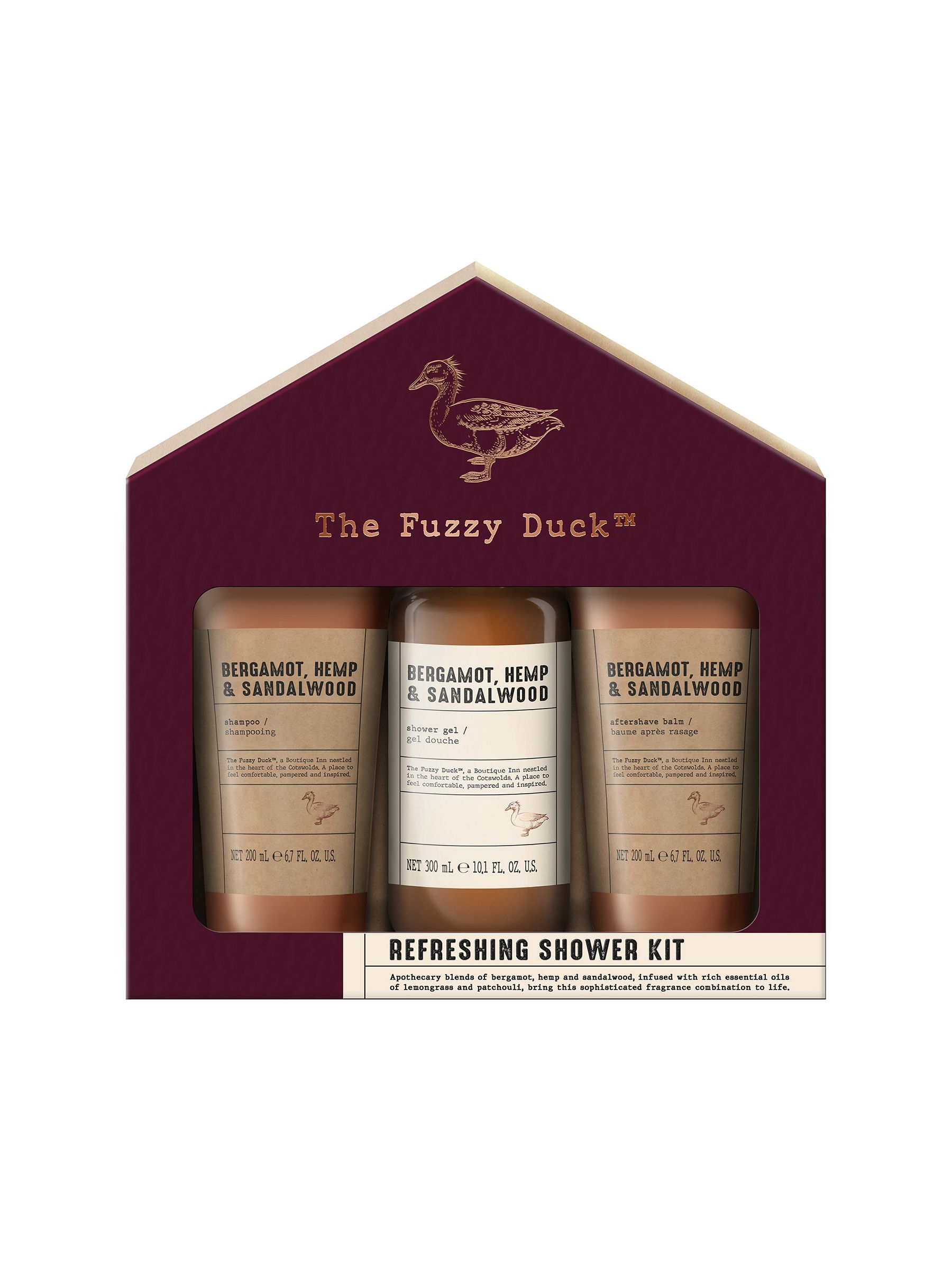baylis & harding the fuzzy duck bergamot, hemp & sandalwood mens refreshing shower kit gift set