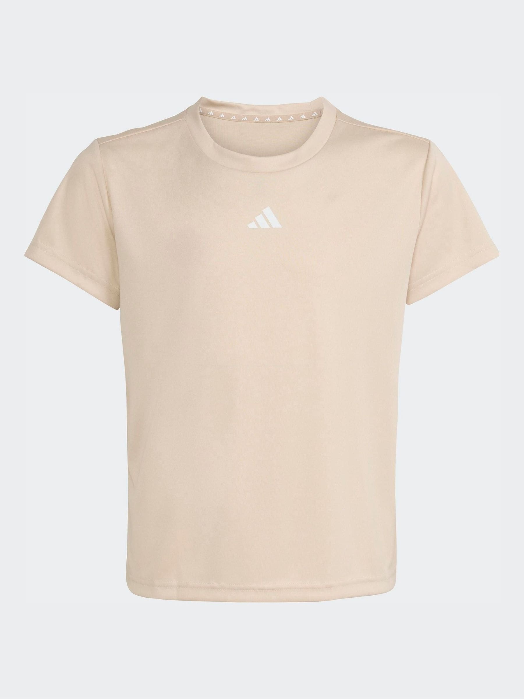 Adidas Cream Regular Fit Essentials Logo Kids Training T-Shirt