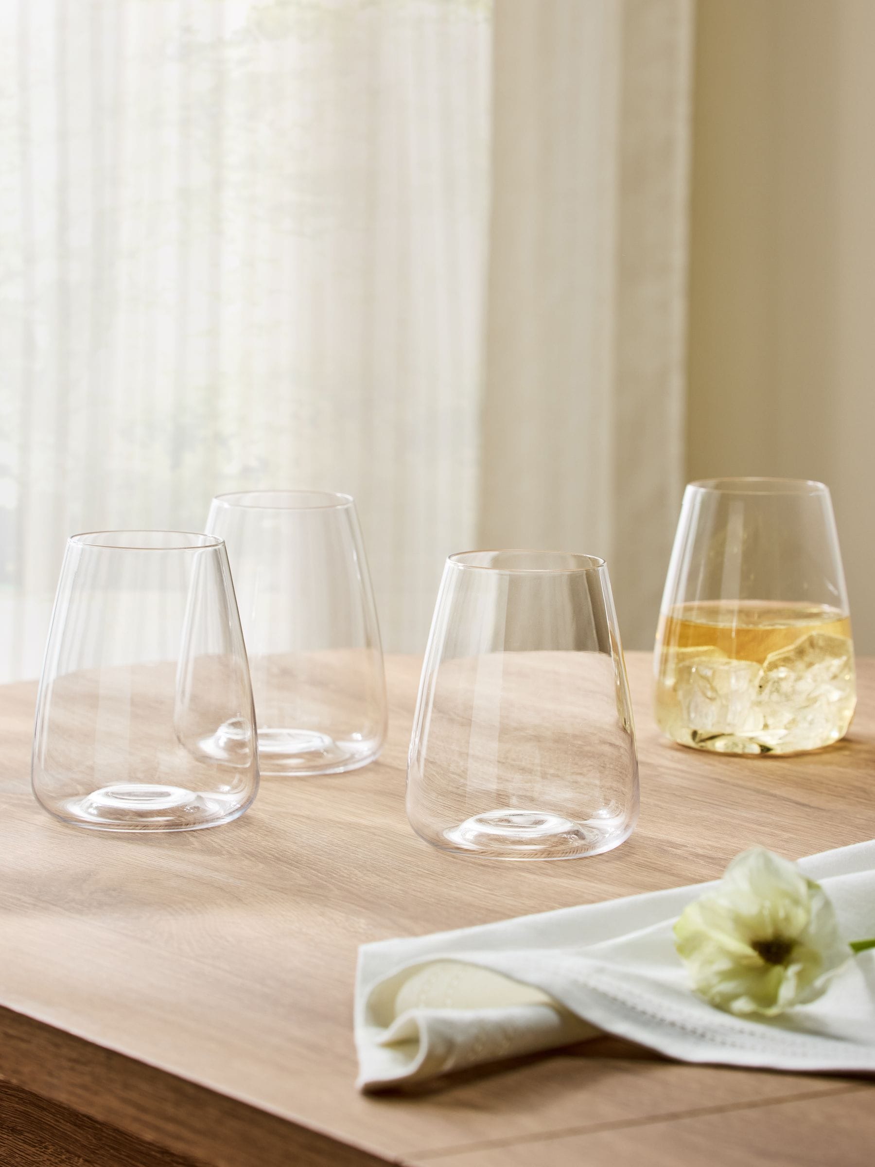 Next Set Of 4 Clear Tapered Tumbler Glasses