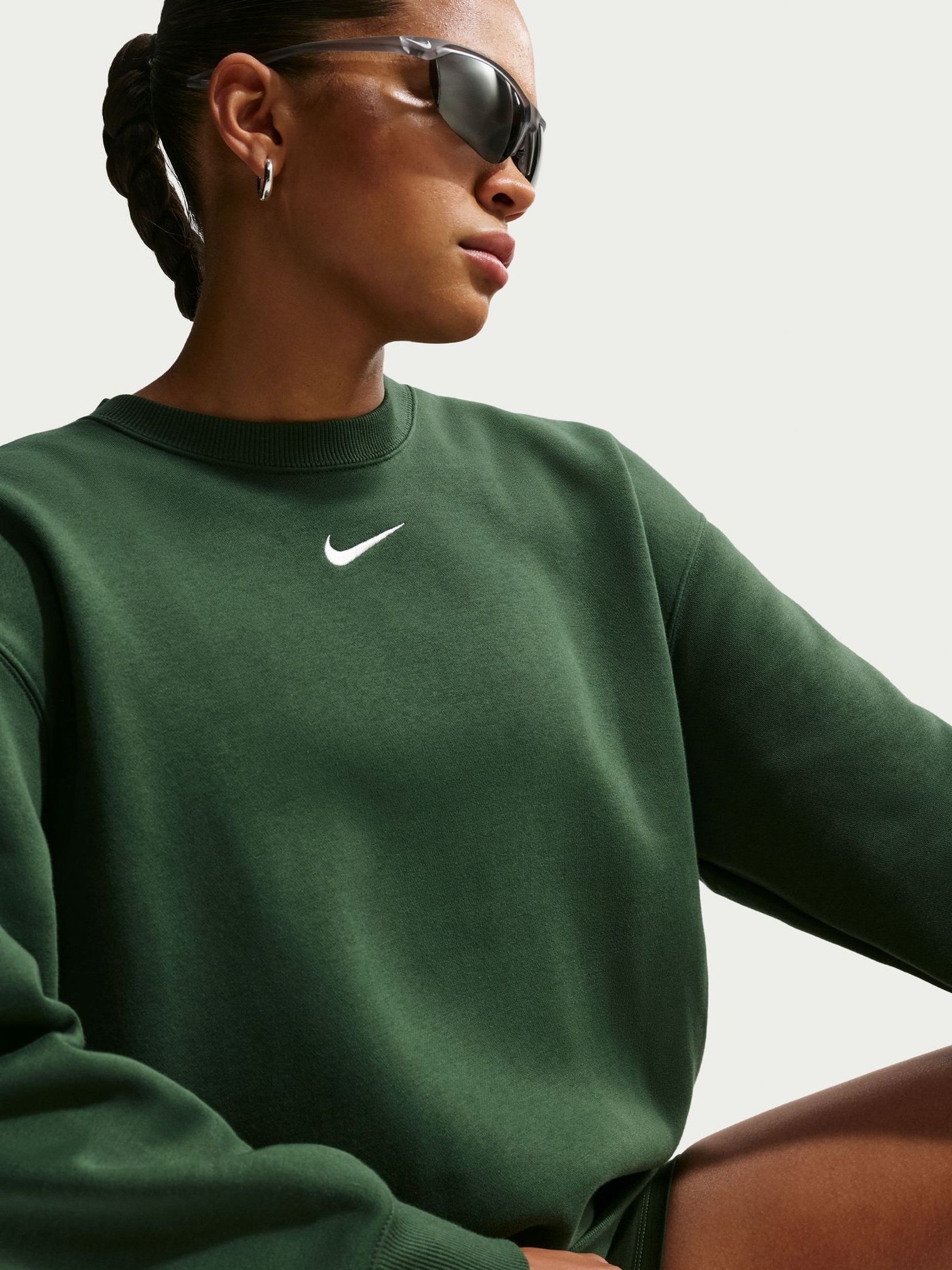 Nike Green Oversized Fleece Crew Neck Sweatshirt