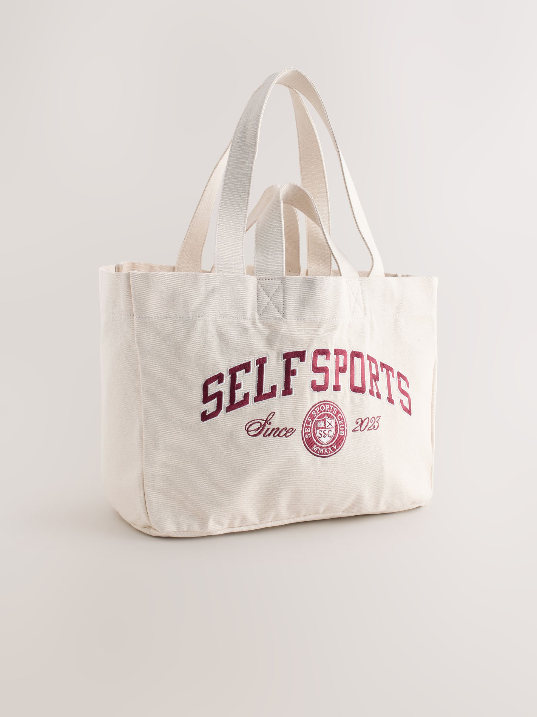 Self. Ecru Sports Cotton Canvas Tote Bag