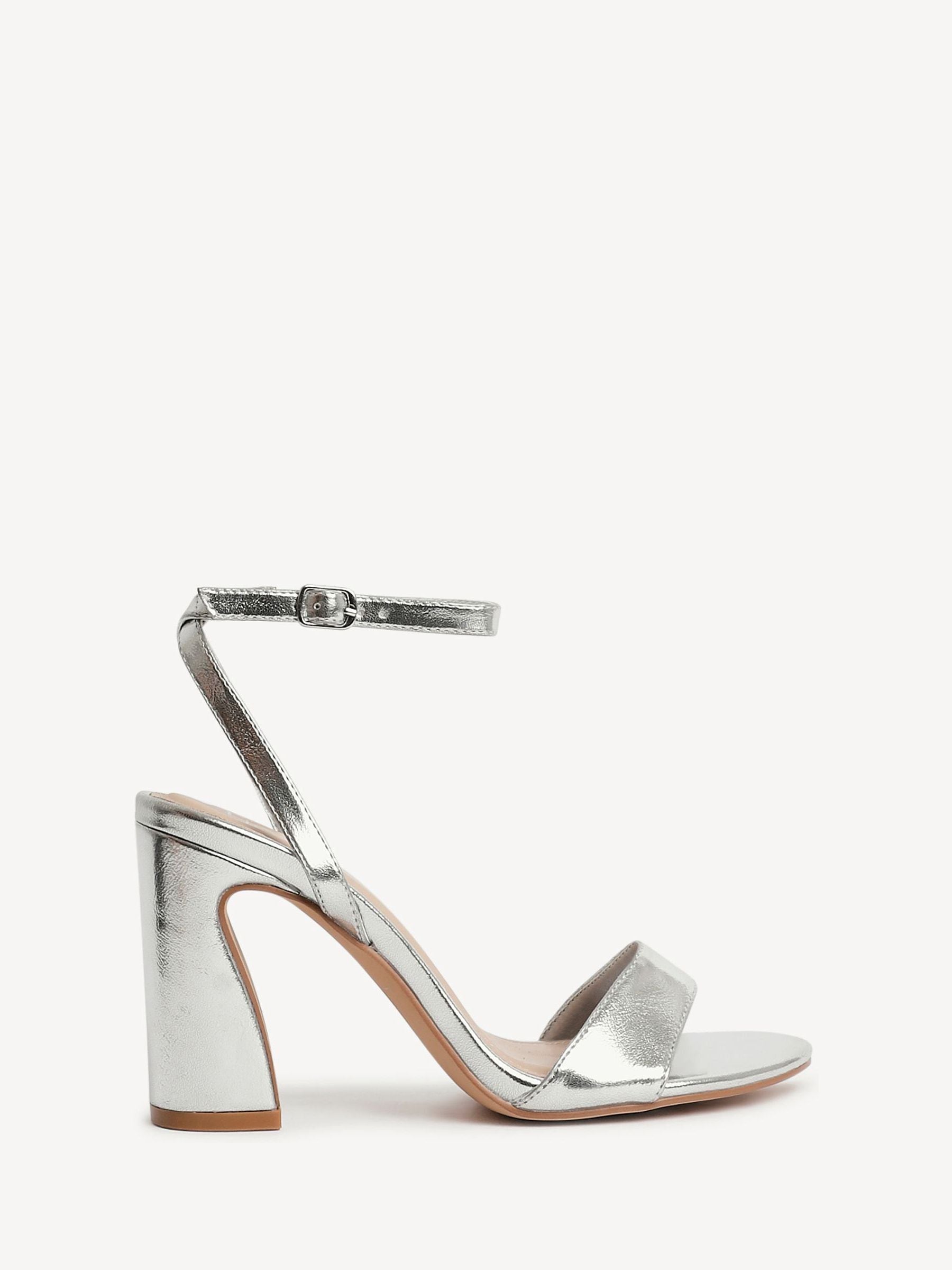 Linzi Silver Trance Block Heel Sandals