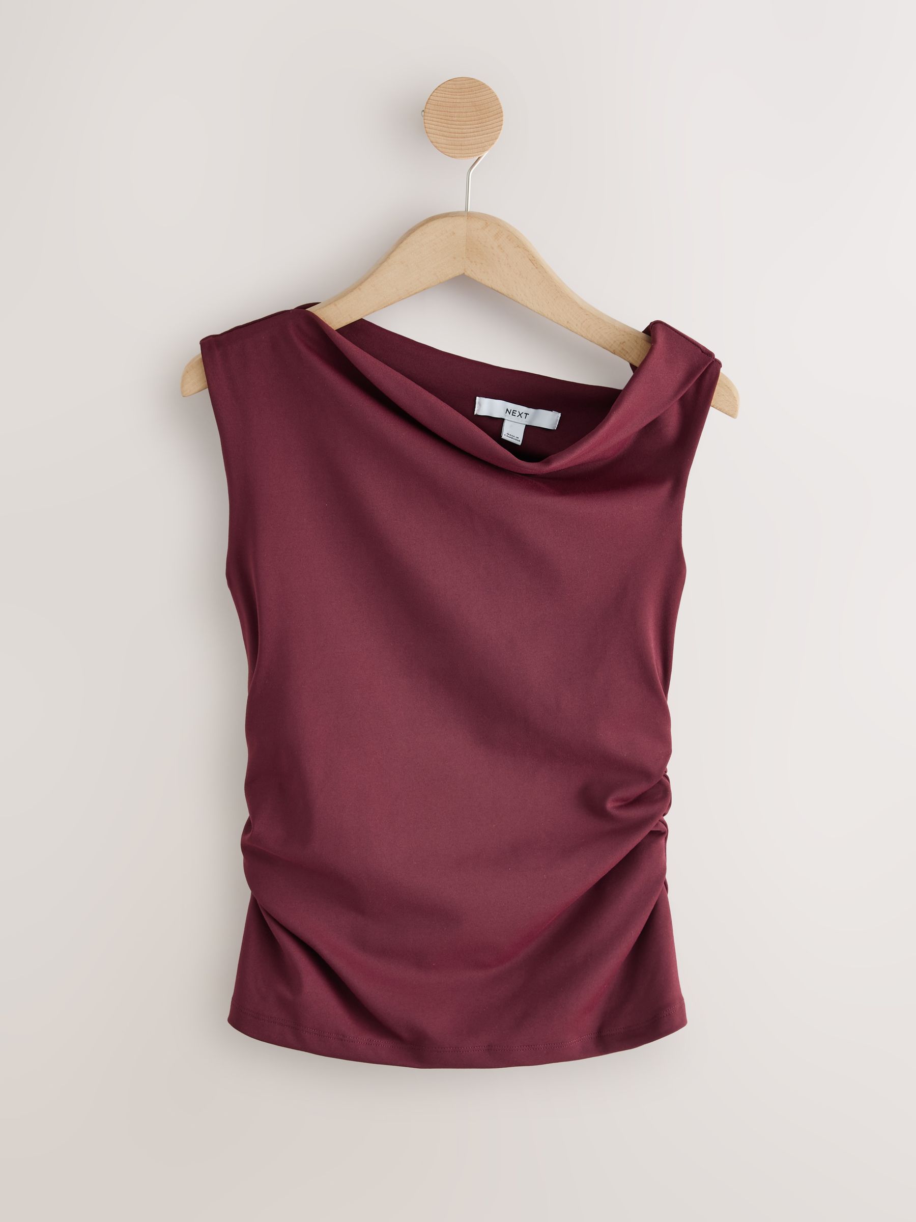 Next Burgundy Red Asymmetric Shoulder Sleeveless Top