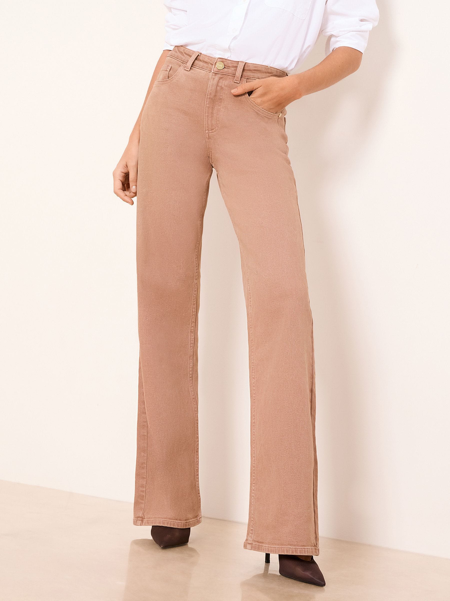 Lipsy Washed Pink Petite Wide Leg Jeans