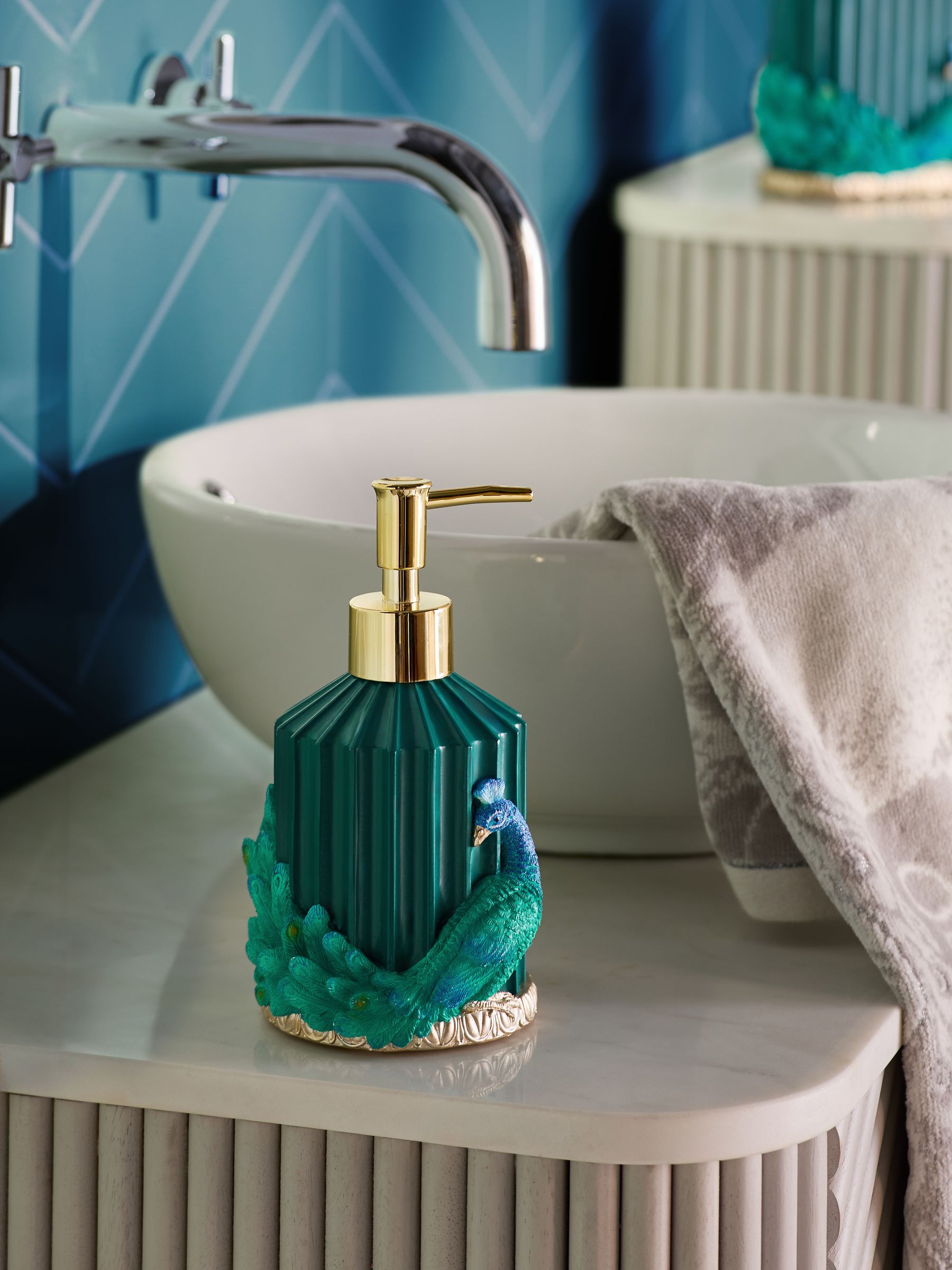 Next Blue Benedict Peacock Soap Dispenser
