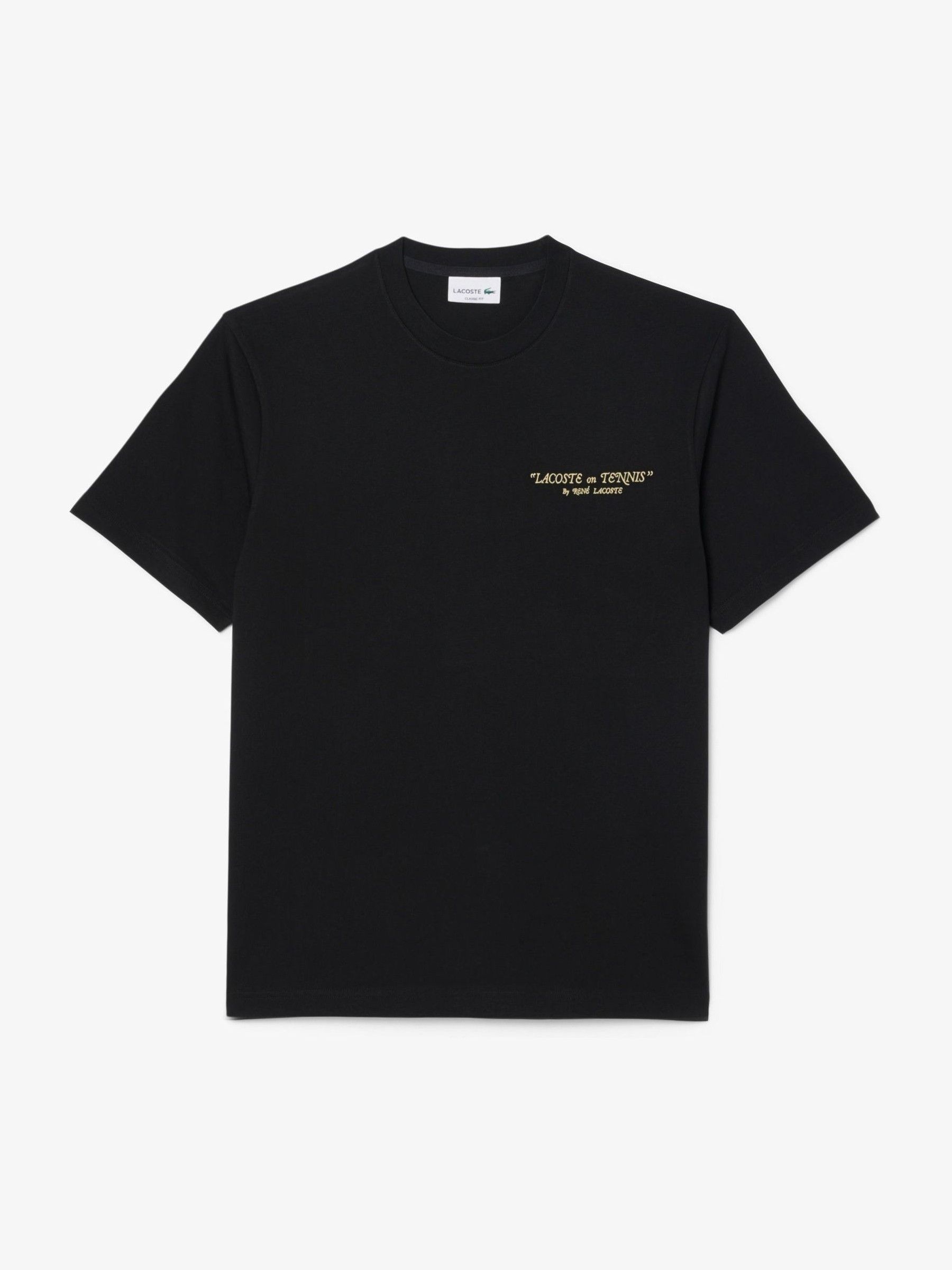 Lacoste Black Classic Fit Back Print And Embroidery Detail T-Shirt