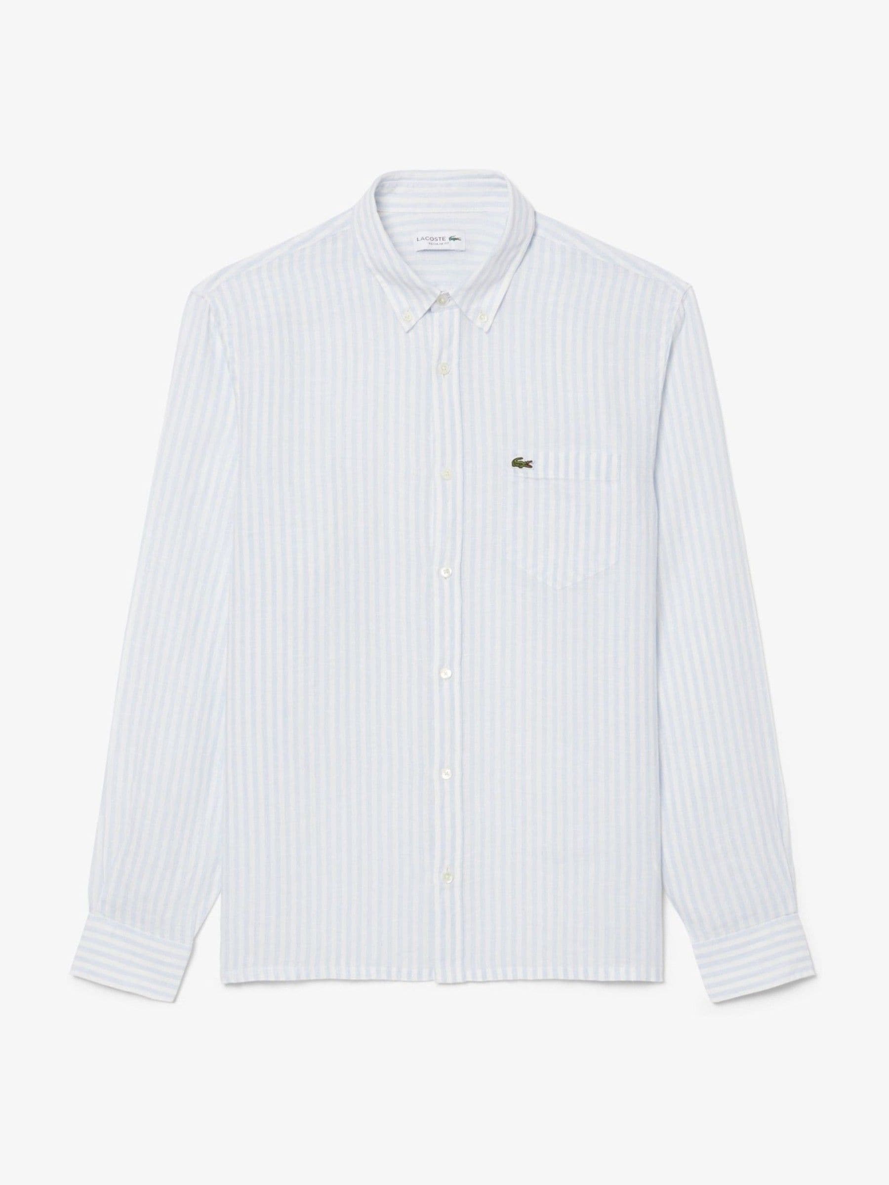 Lacoste Uomo Blu - Camicia Vestibilità Regolare In Lino A Righe