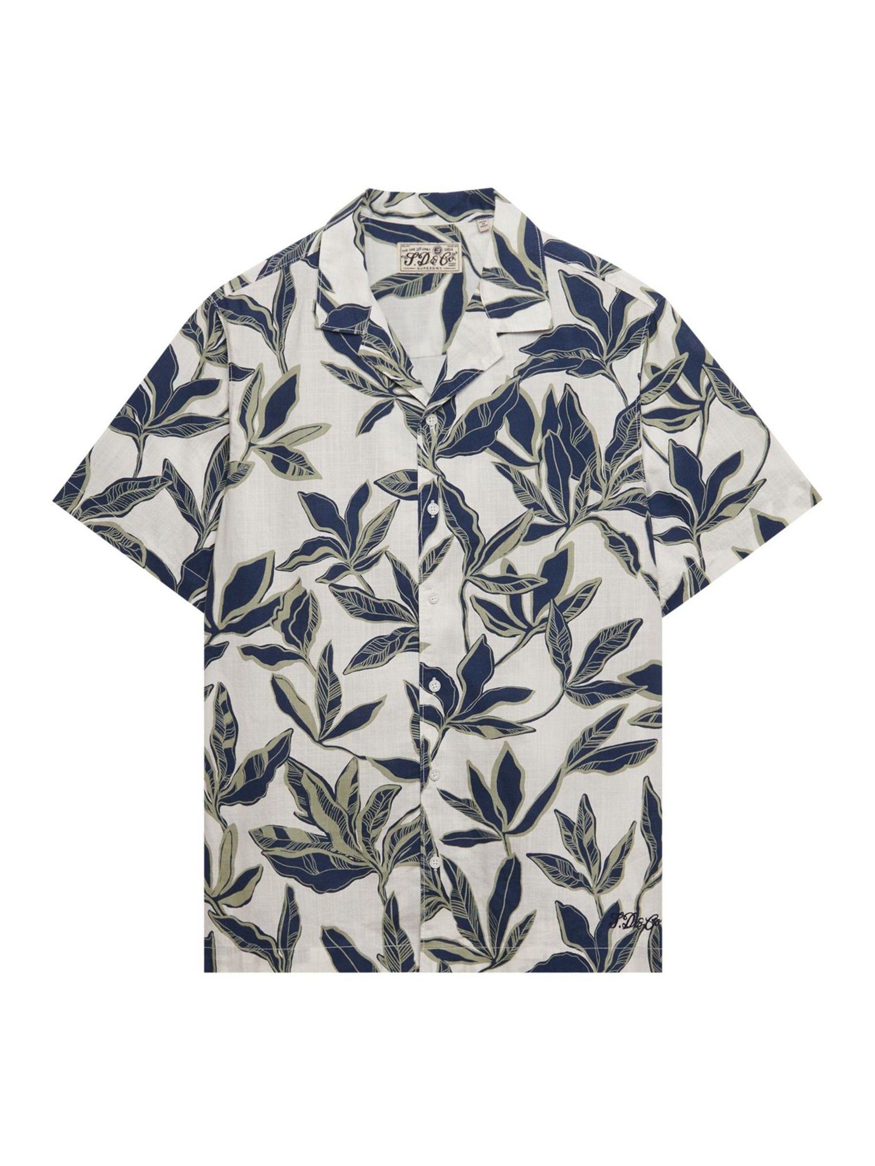 Superdry Herren Blau Kurzarm Bedrucktes Strandhemd - Bild 1