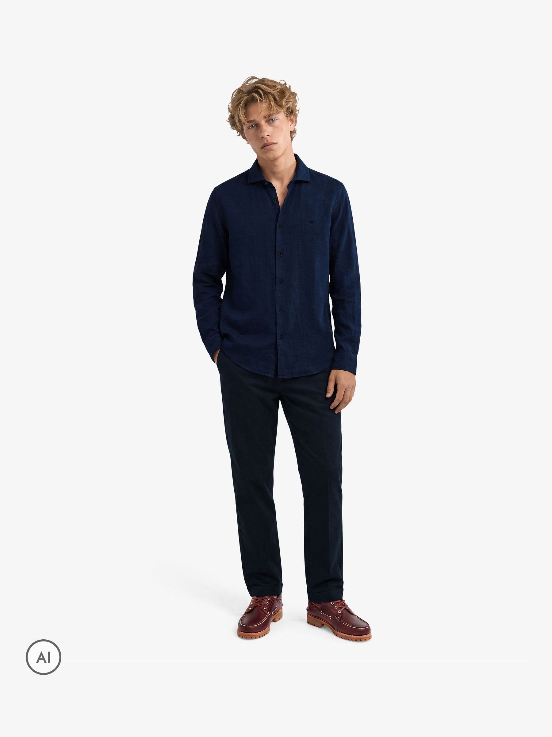 Superdry Herren Blau Hemd Leinen - Bild 5