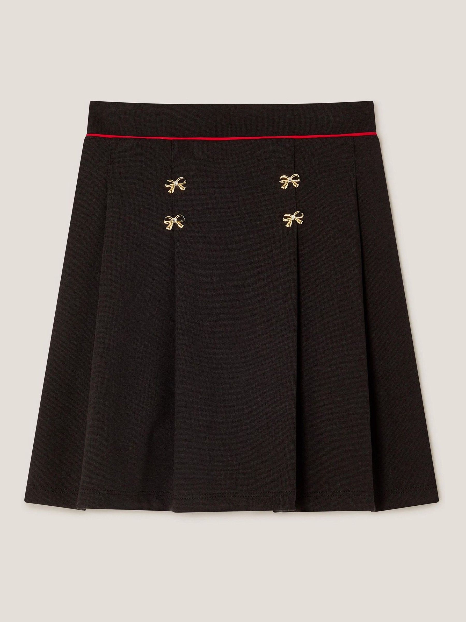 Monsoon Kvinno Grå Rosett Plisserad Kjol