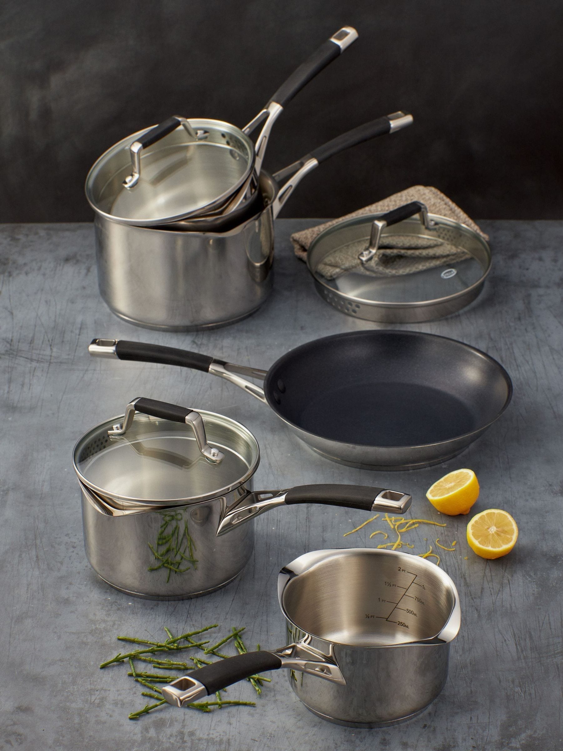 Stellar 5 Piece Silver Flow Draining Cookware Set