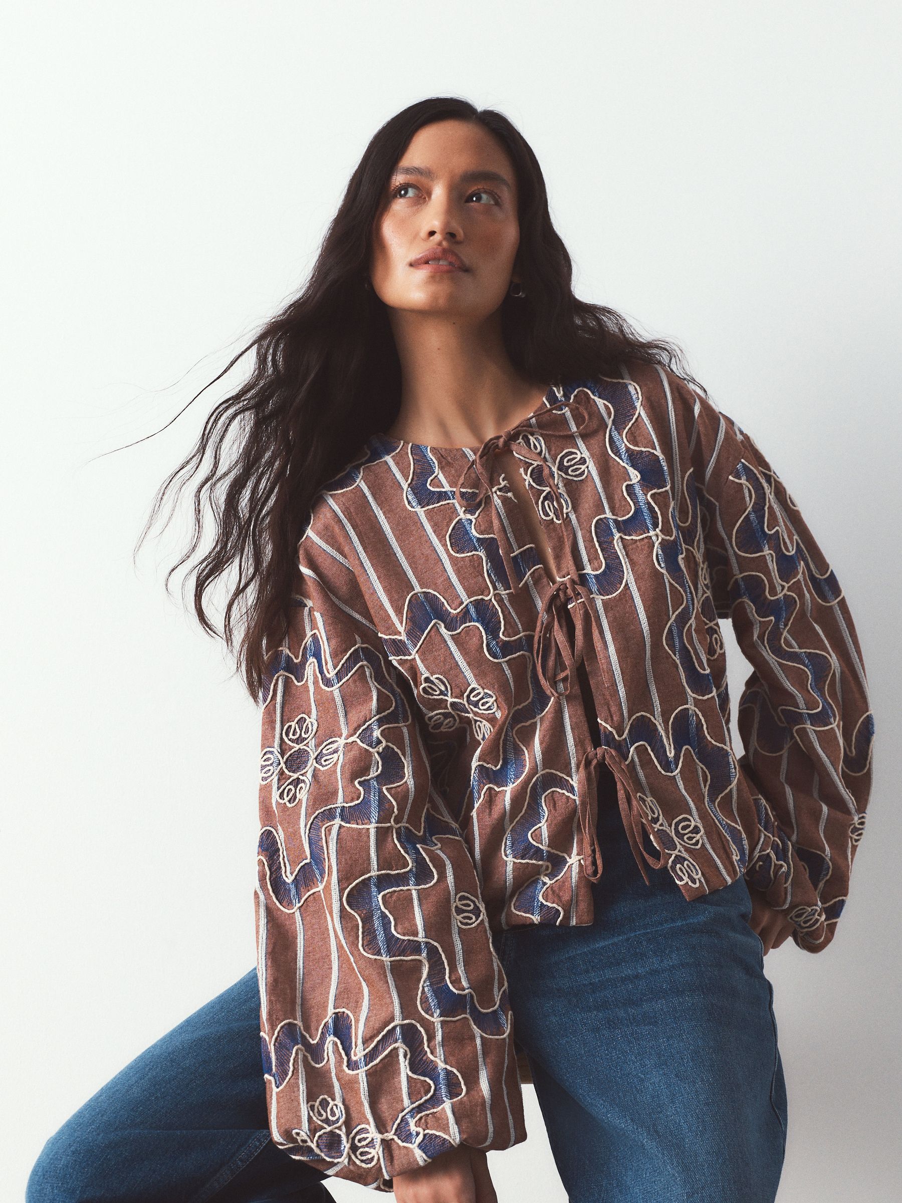 Next Neutral Stripe Cornelli Embroidered Bomber Jacket