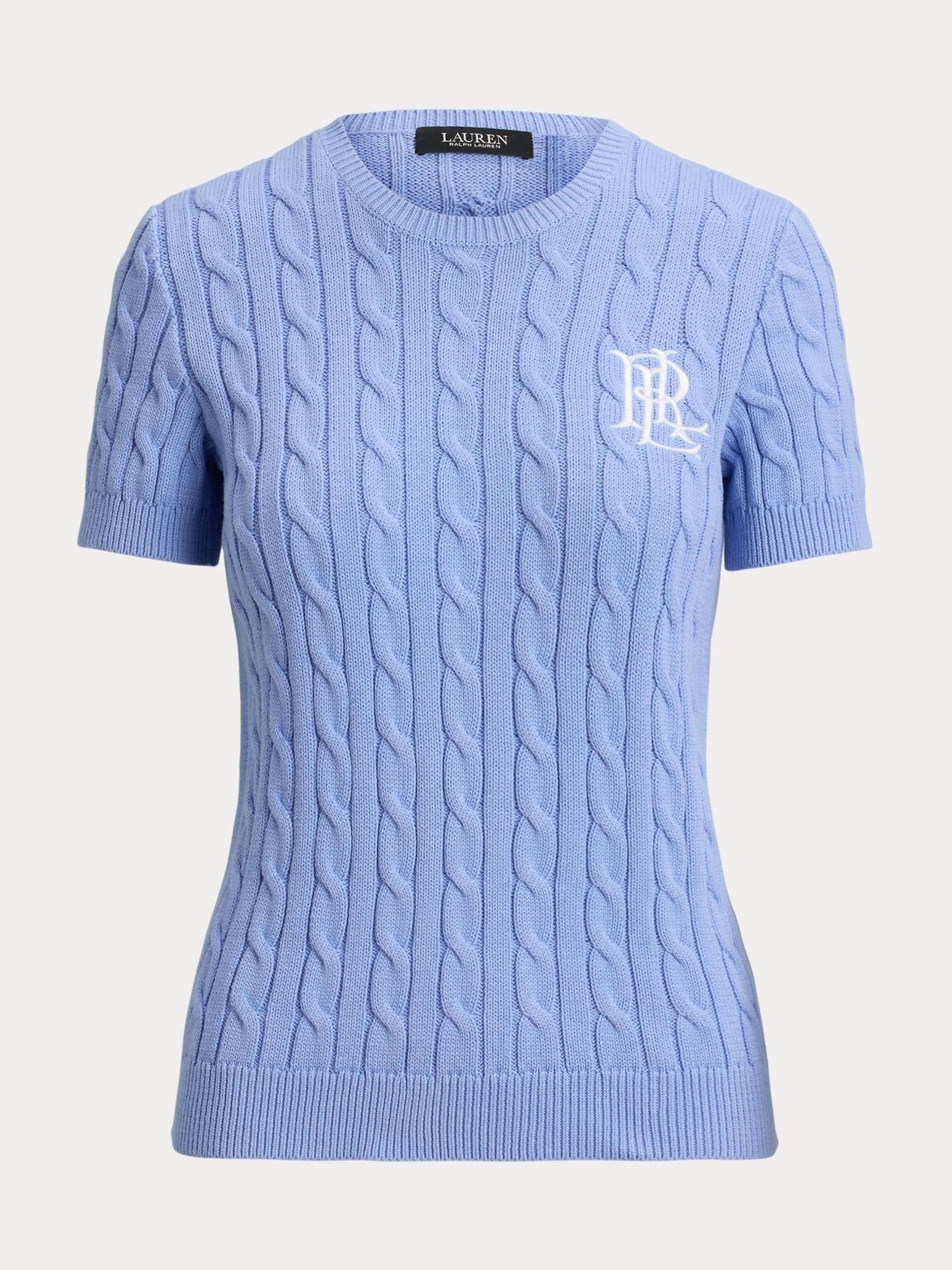 Lauren Ralph Lauren Blue Eyelah Cable Knit Short Sleeve Jumper