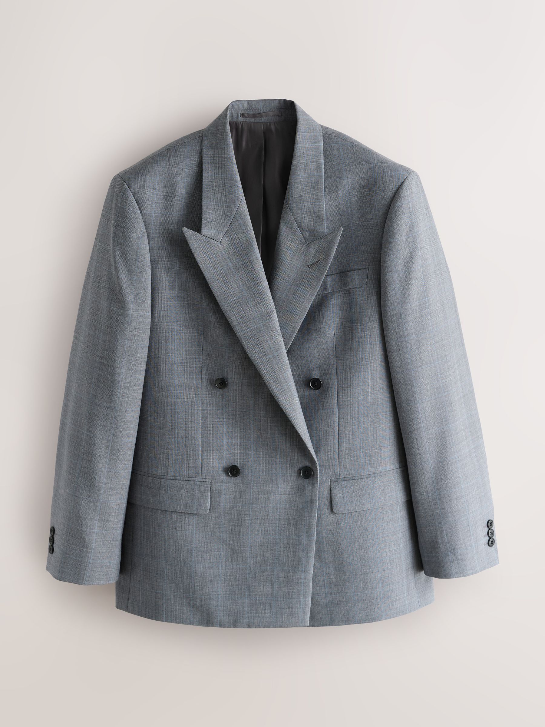 Next Relaxed Fit Archive Prince Of Wales Wool Blend Double Breasted Check Suit Jacket