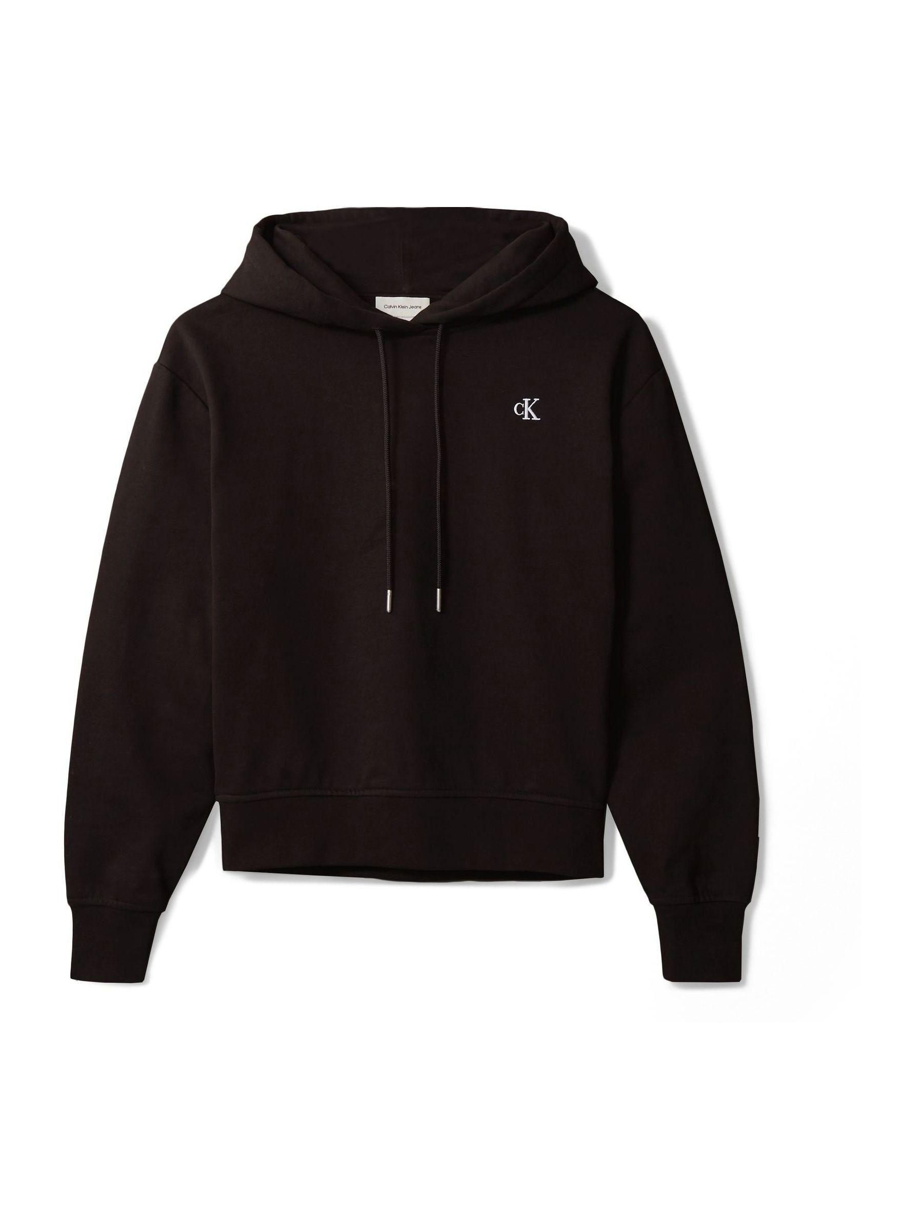 Calvin Klein Black Cotton Terry Monogram Hoodie