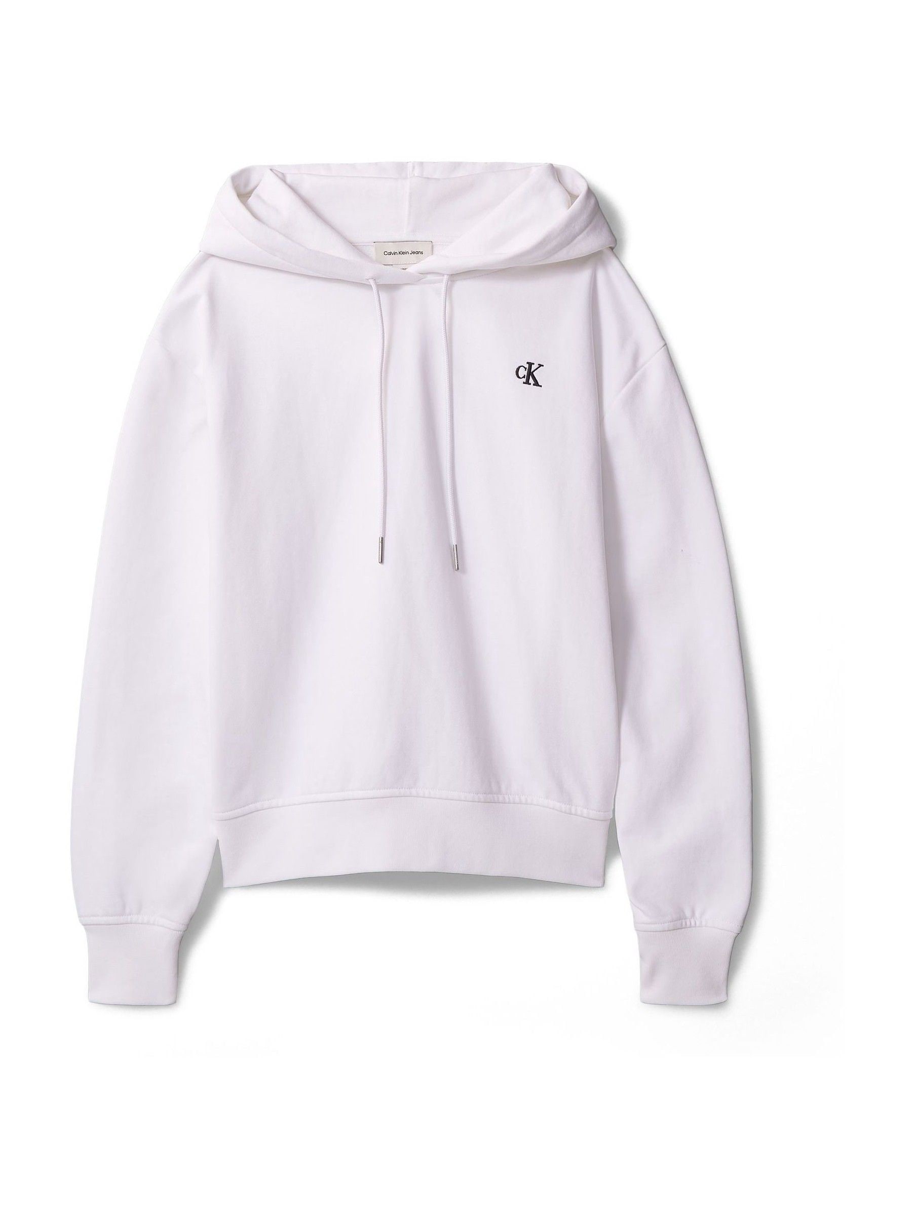 Calvin Klein White Cotton Terry Monogram Hoodie