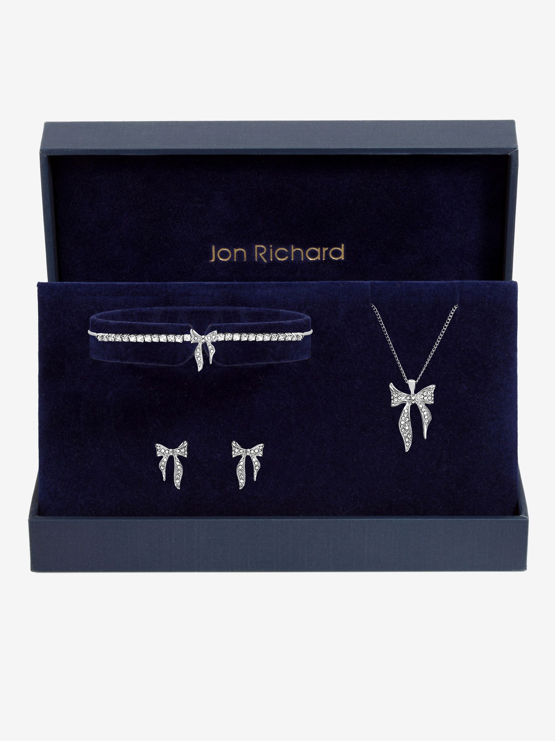 Jon Richard Silber Pave Bow Trio Set Gift Box - Image 1