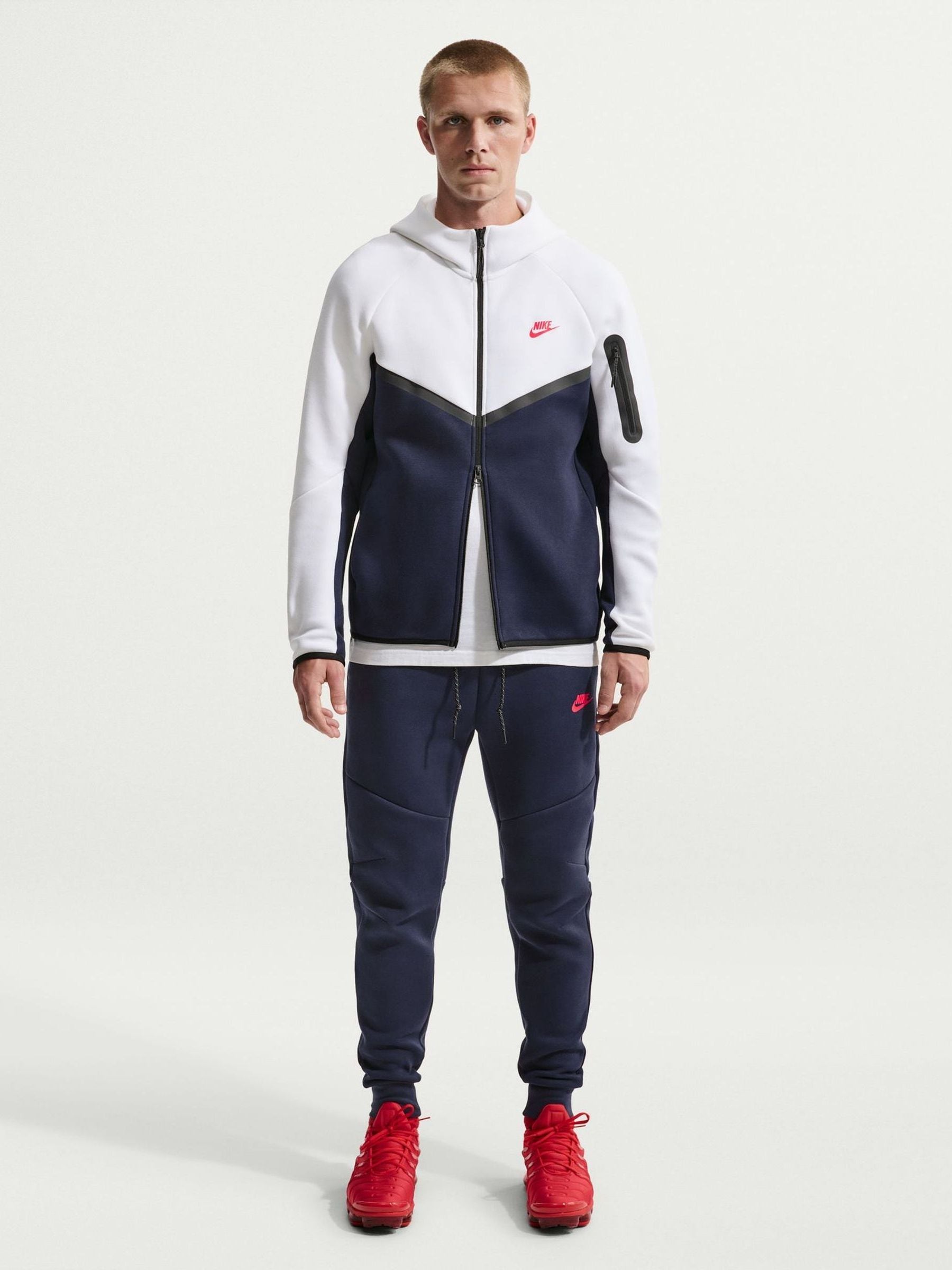 Nike White Tech Fleece Zip Through Hoodie