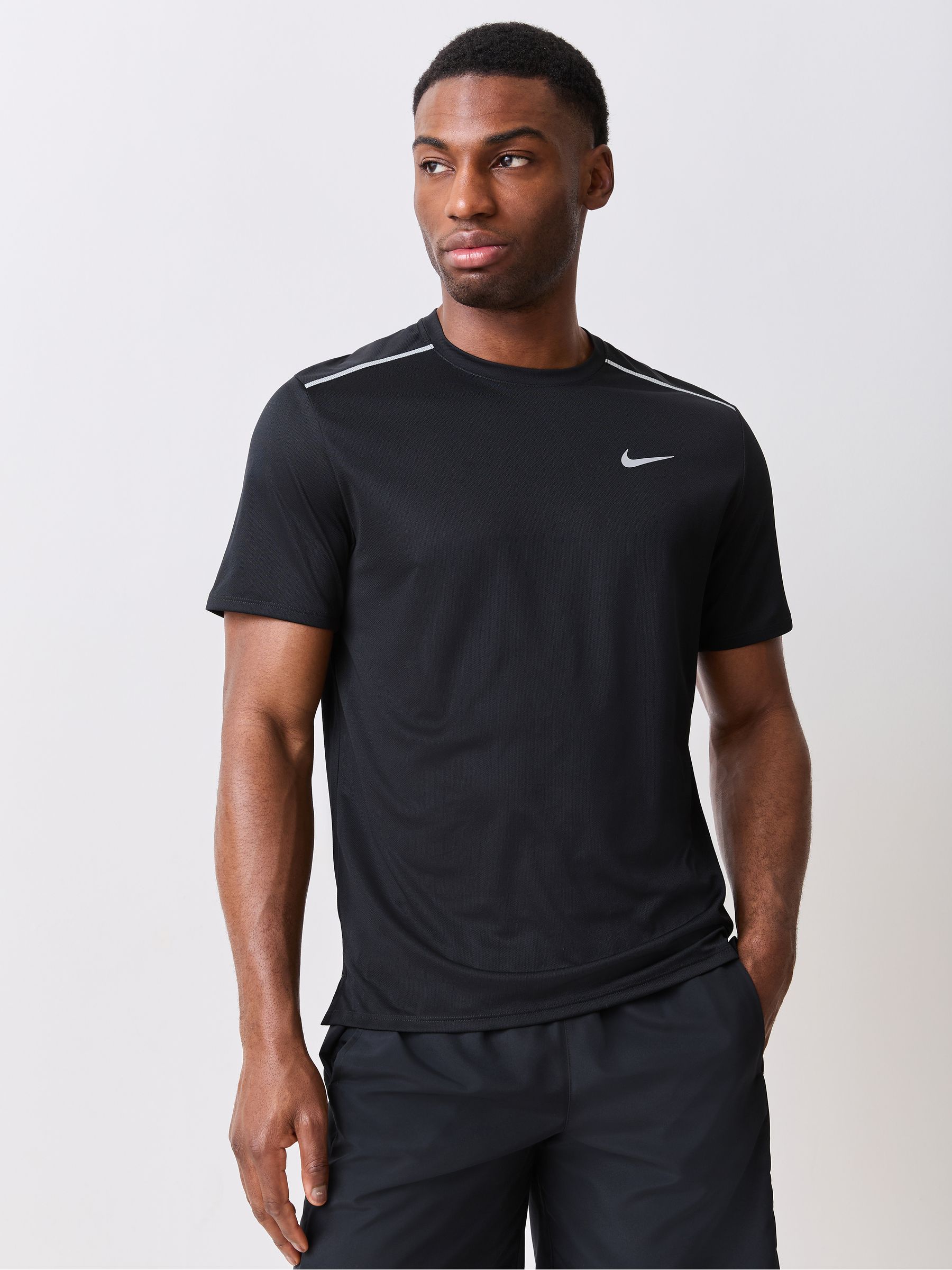 Nike Black Miler Dri-Fit Uv Running T-Shirt