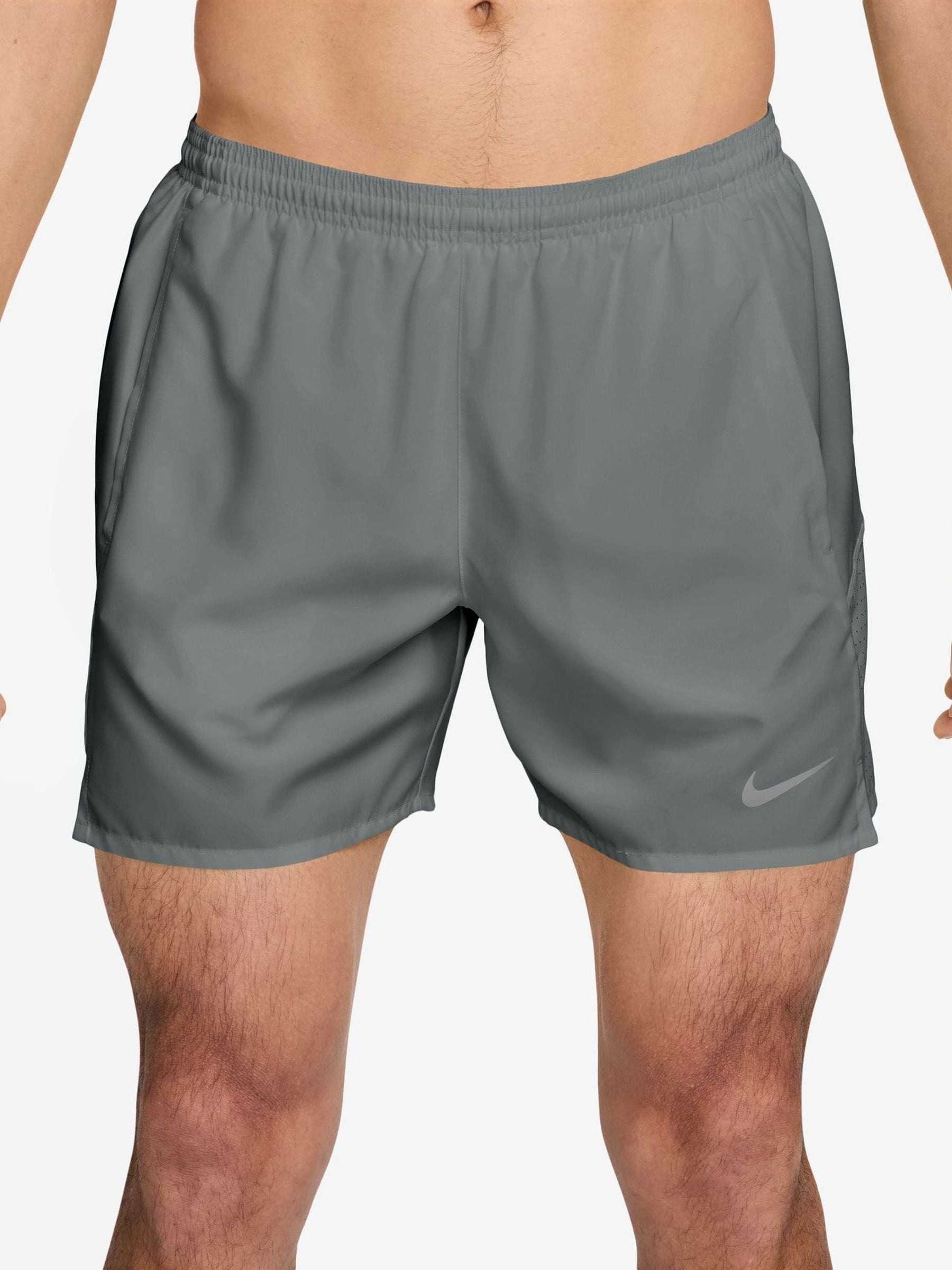 Nike Uomo Smoke Grey Miler Dri-Fit 5 Inch Brief-Lined Running Shorts