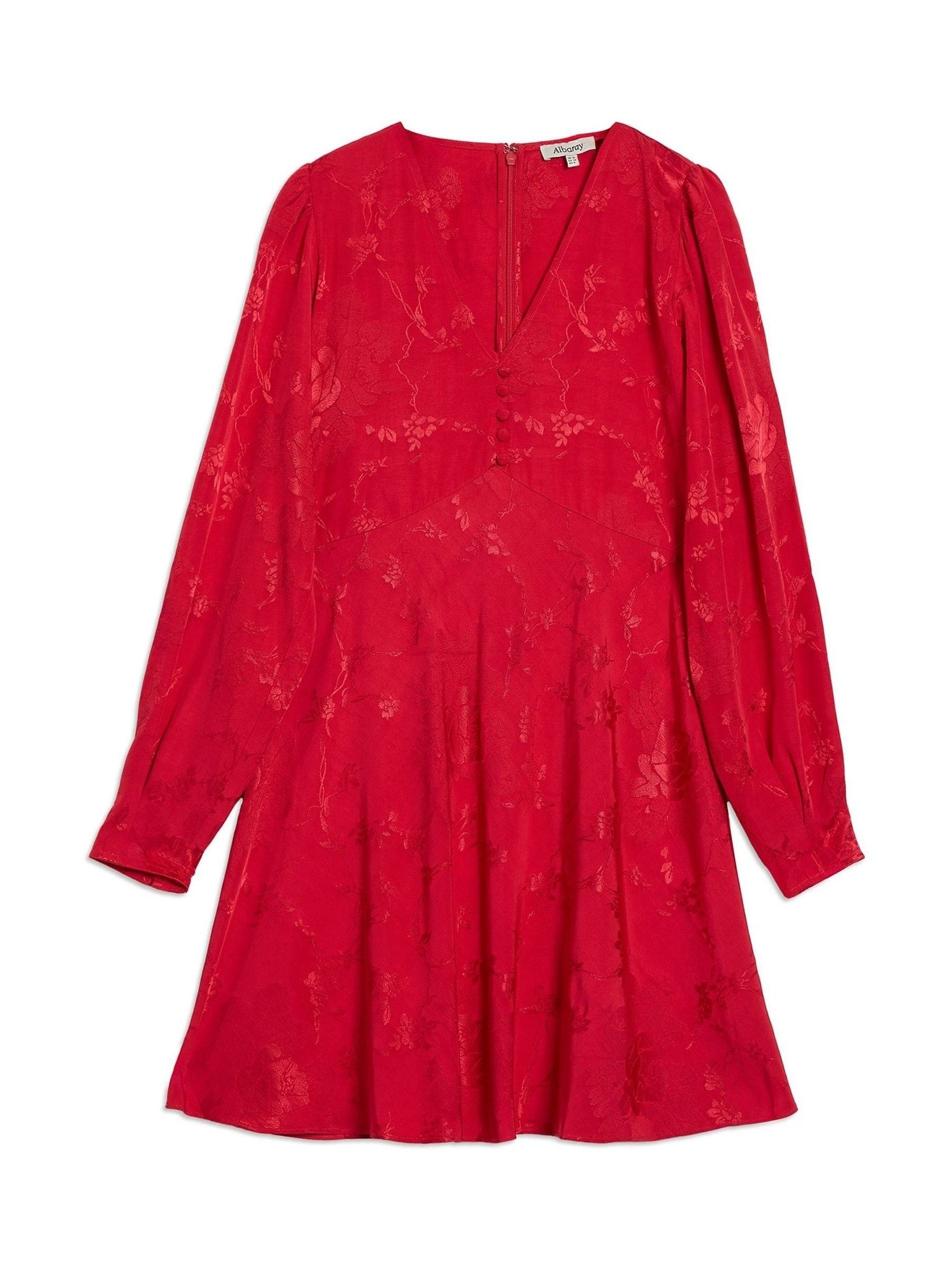 Albaray Donna Rosso Vestito Corto In Raso Jacquard