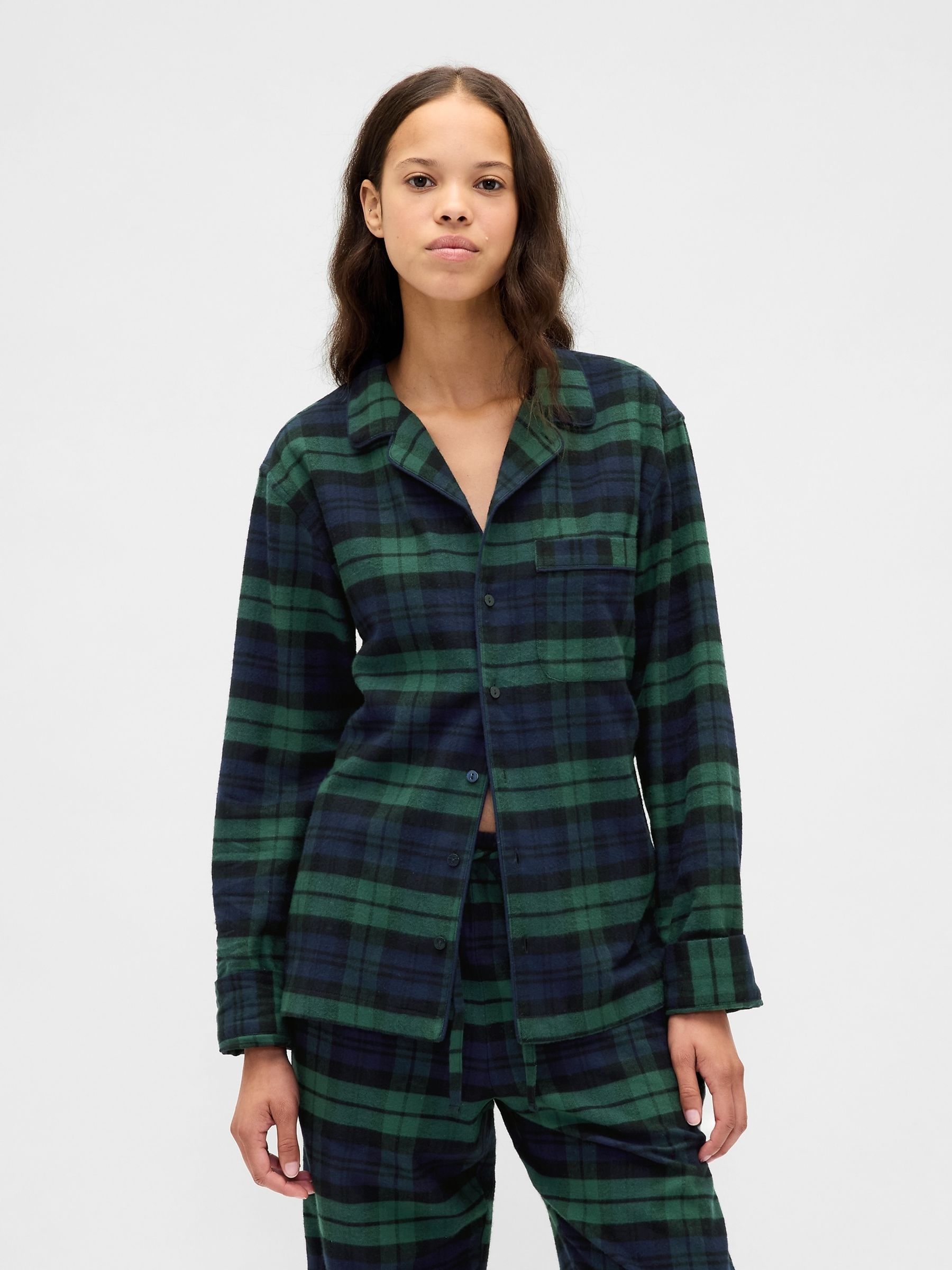 Gap Green/Navy check Pyjama Top Matching Family Christmas
