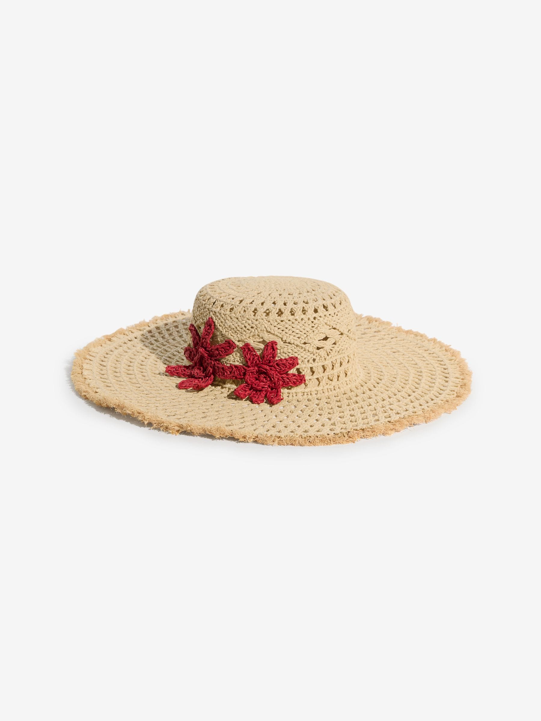 Next - Lipsy Natural Openwork Flower Floppy Hat