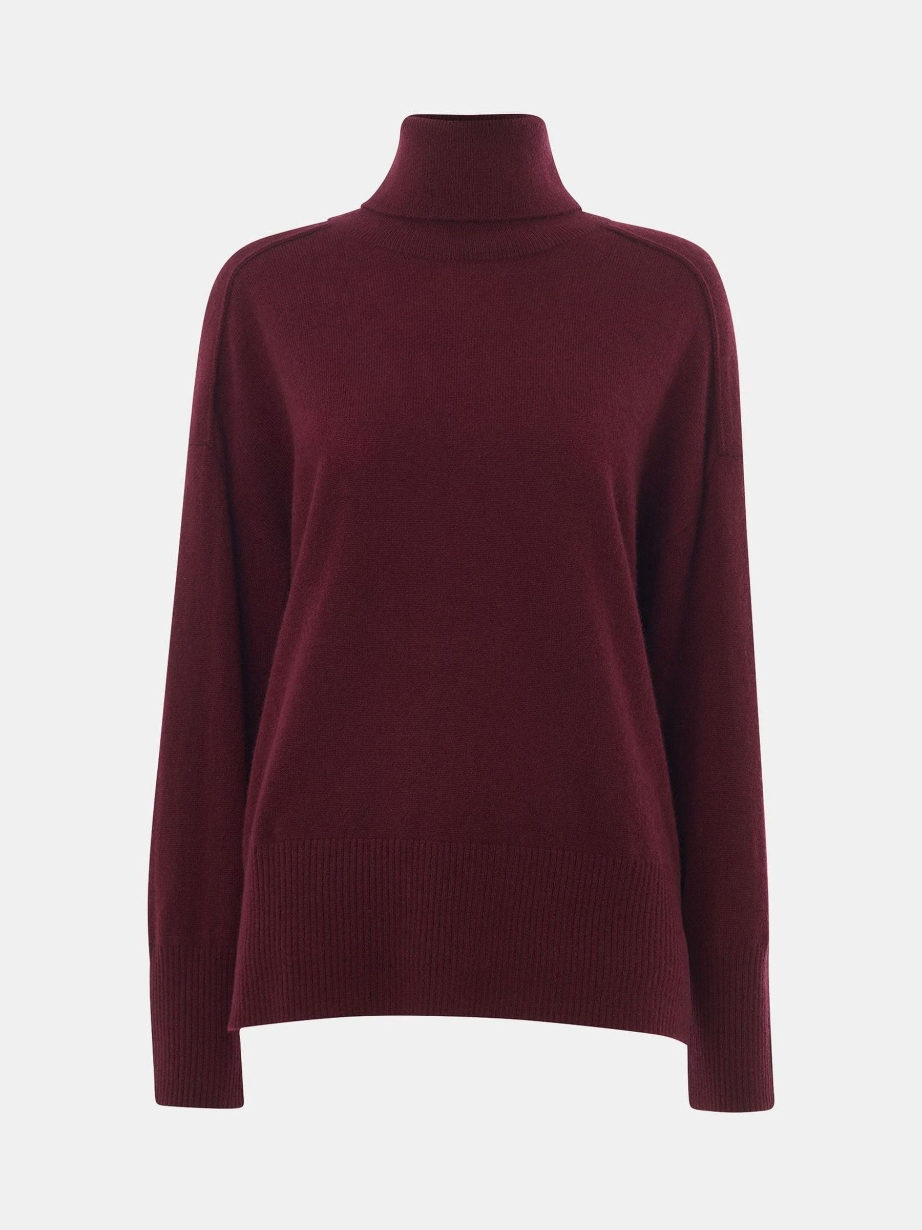 Whistles Red Cashmere Seam Roll Neck Knit Jumper