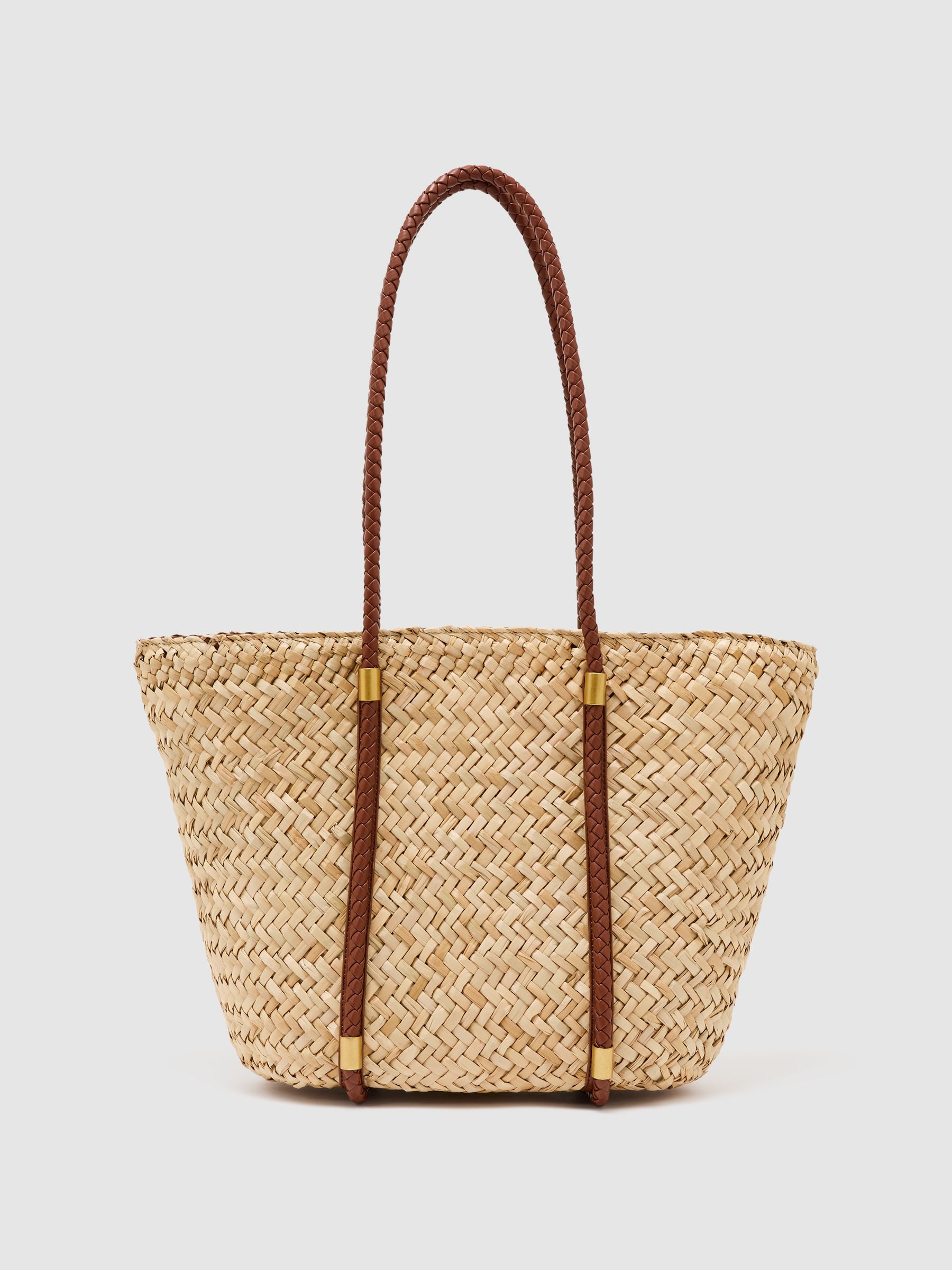 Reiss Natural Rubina Raffia-Effect Braided-Strap Tote Bag
