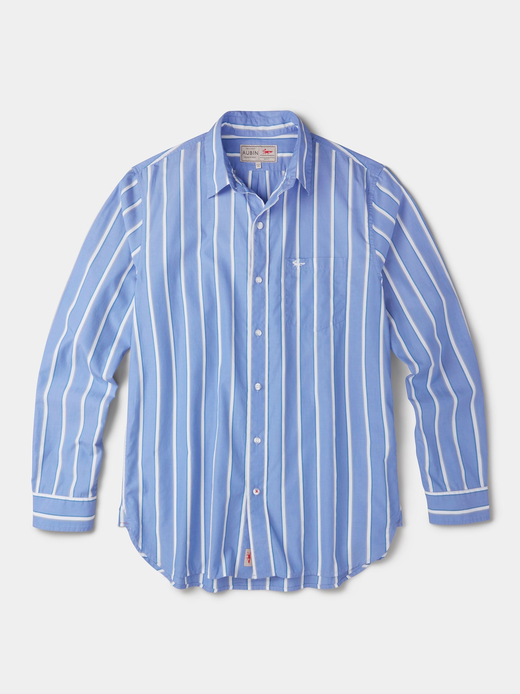 Aubin Herr Blå/Stripes Gladstone Poplin Button Shirt