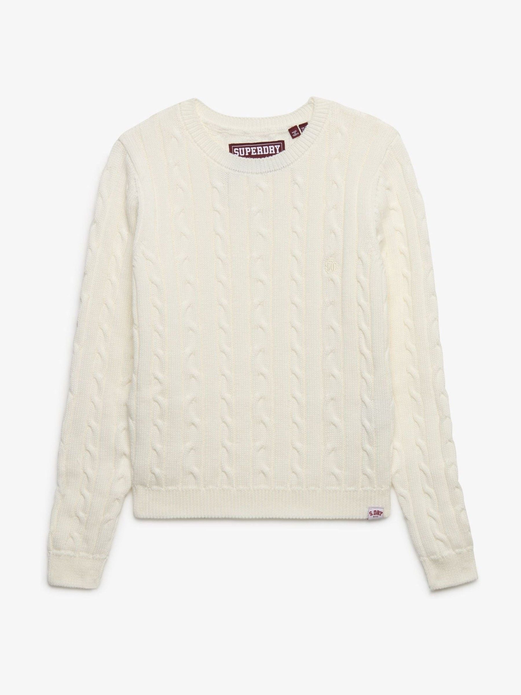 Superdry Donna Crema Maglione A Cavo Essenziali - Immagine 1