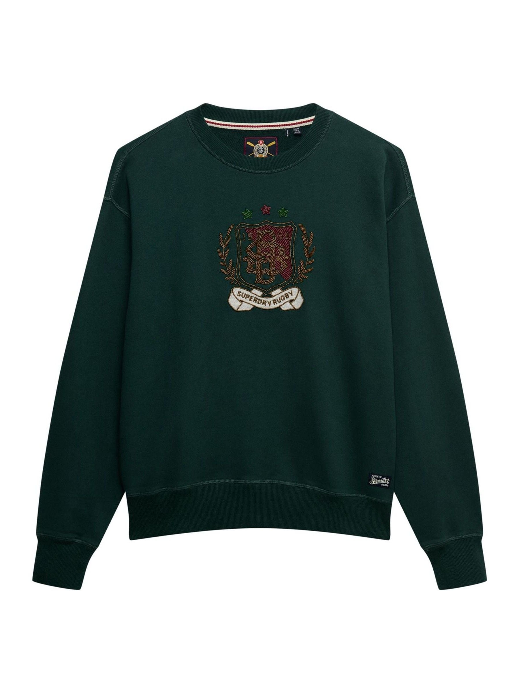 Superdry Mujer Verde Crest Loose Crew Neck Jumper - Imagen 1