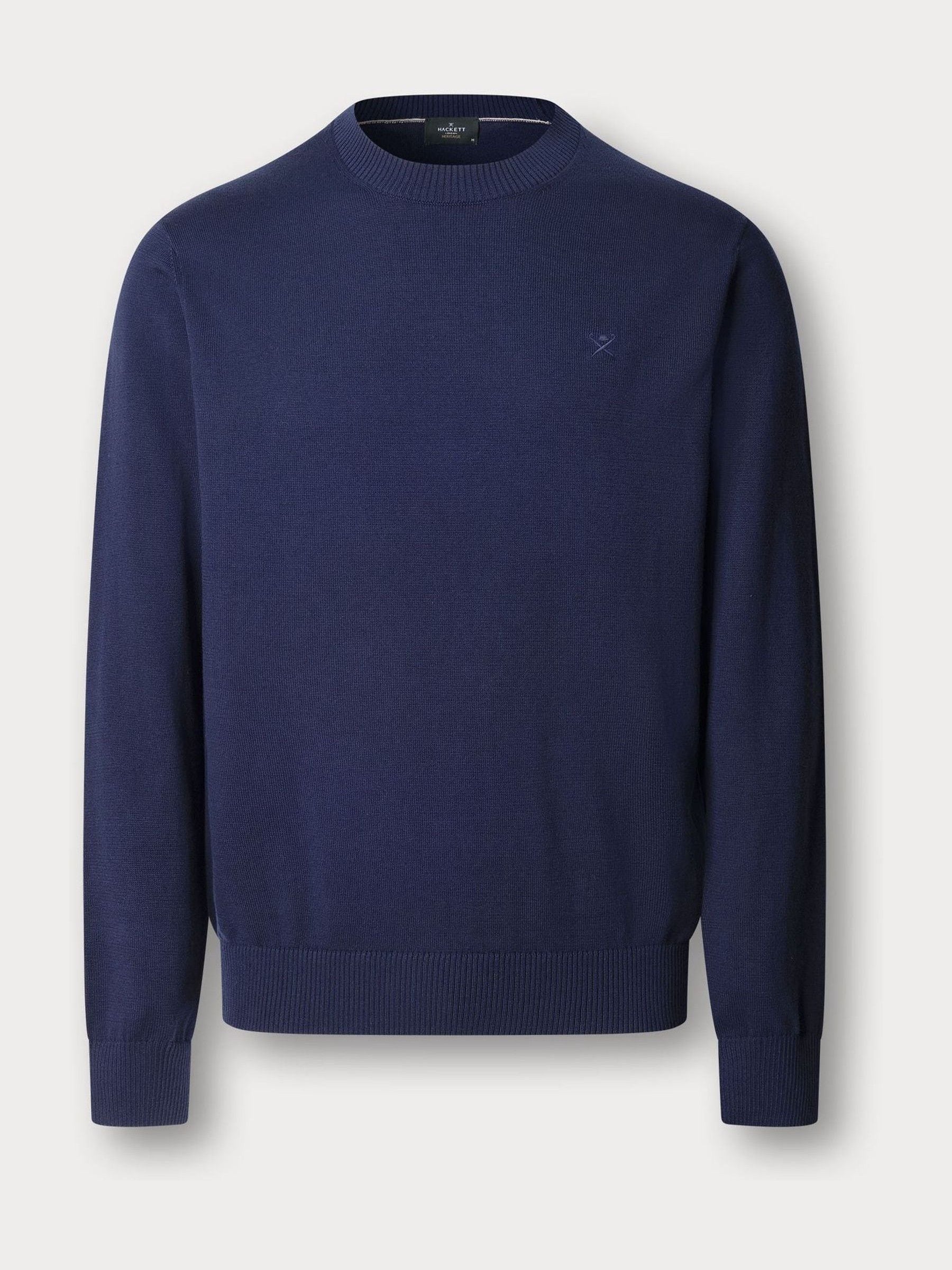 Hackett Blue Cotton Crew Neck Jumper