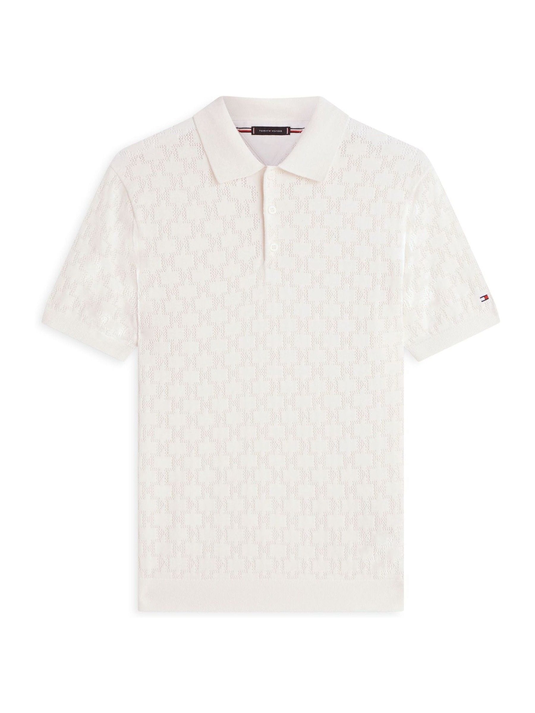 Tommy Hilfiger Miesten Cream Regular Fit Pointelle Polo Shirt