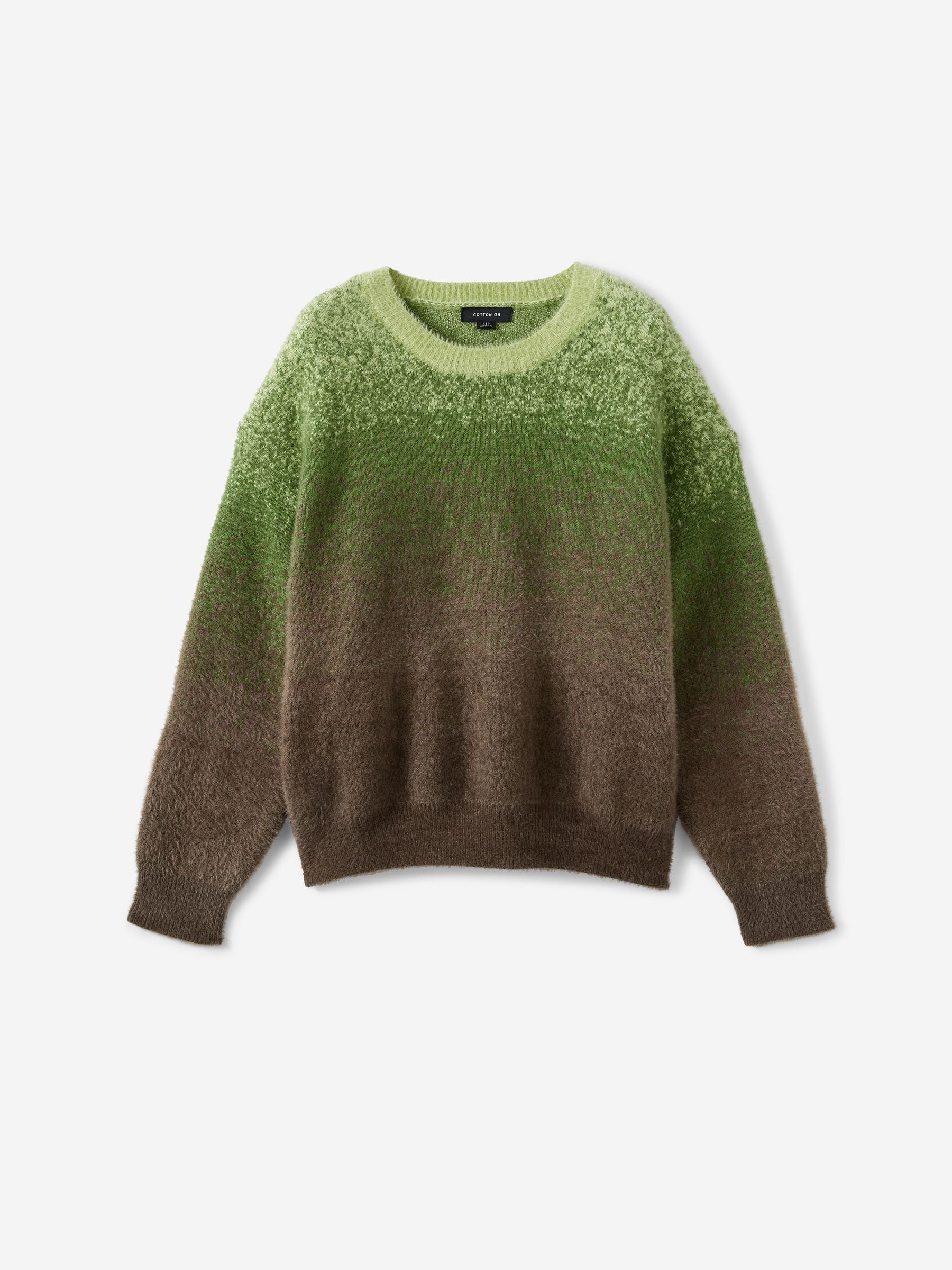 Cotton On Green Ombre Crew Neck Knit Jumper