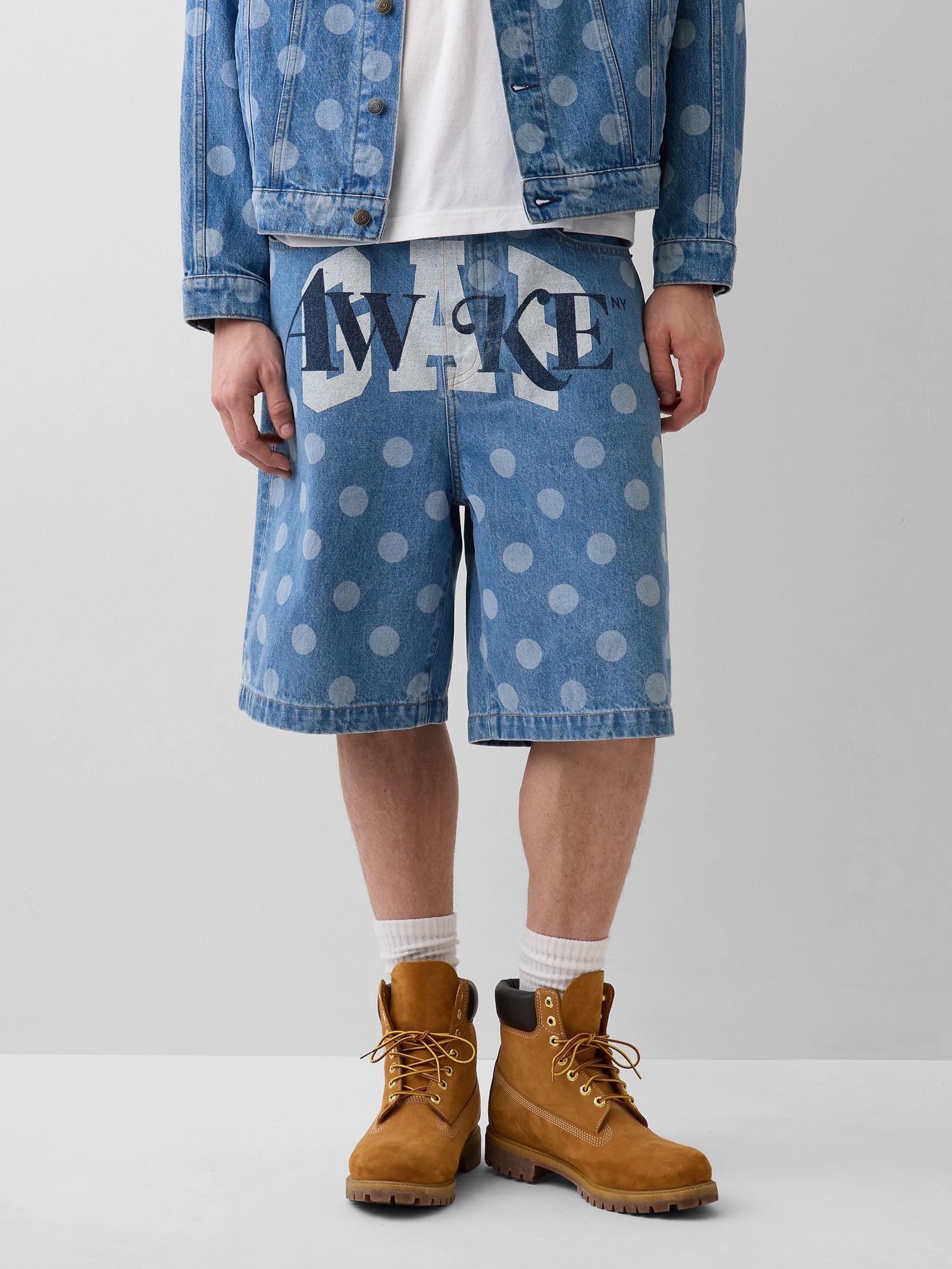 Gap x Awake NY Medium Wash 90s Loose Polka Dot Denim Jorts Shorts